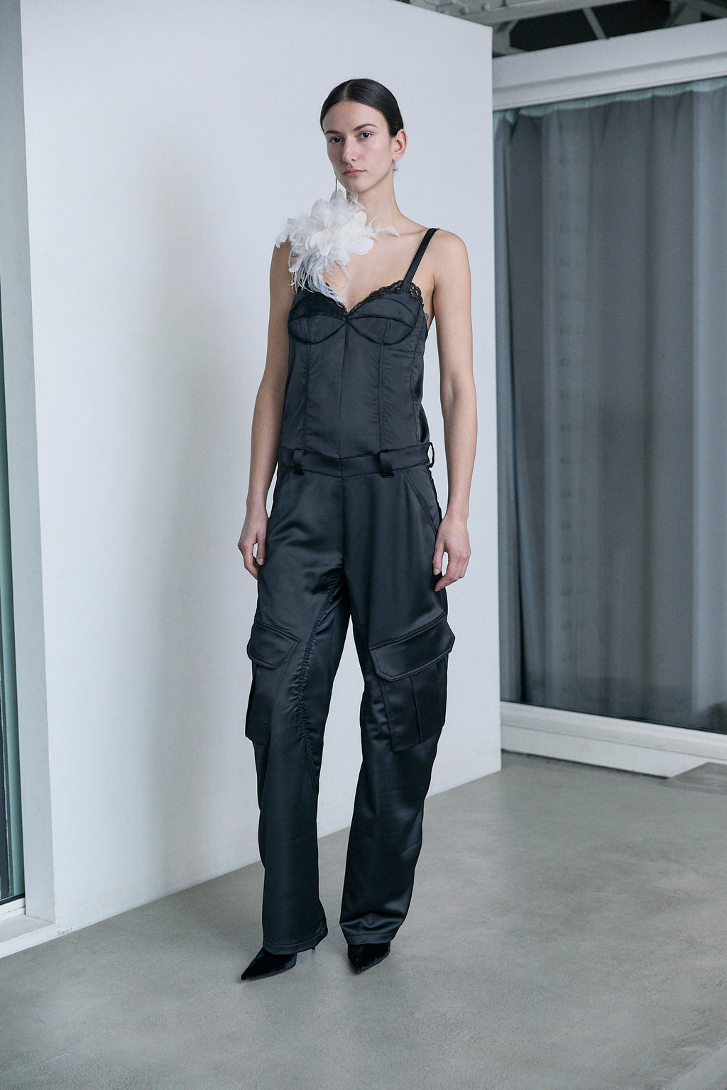 SATIN CARGO JUMPSUIT