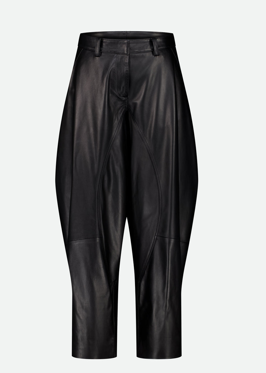 LEATHER PANTS W/ BALLOON CUT LEGS