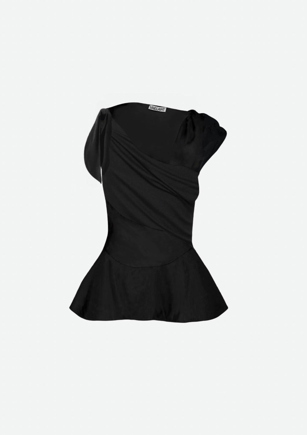 PATCHWORK ASYMMETRIC DRAPED TOP W/CORSET