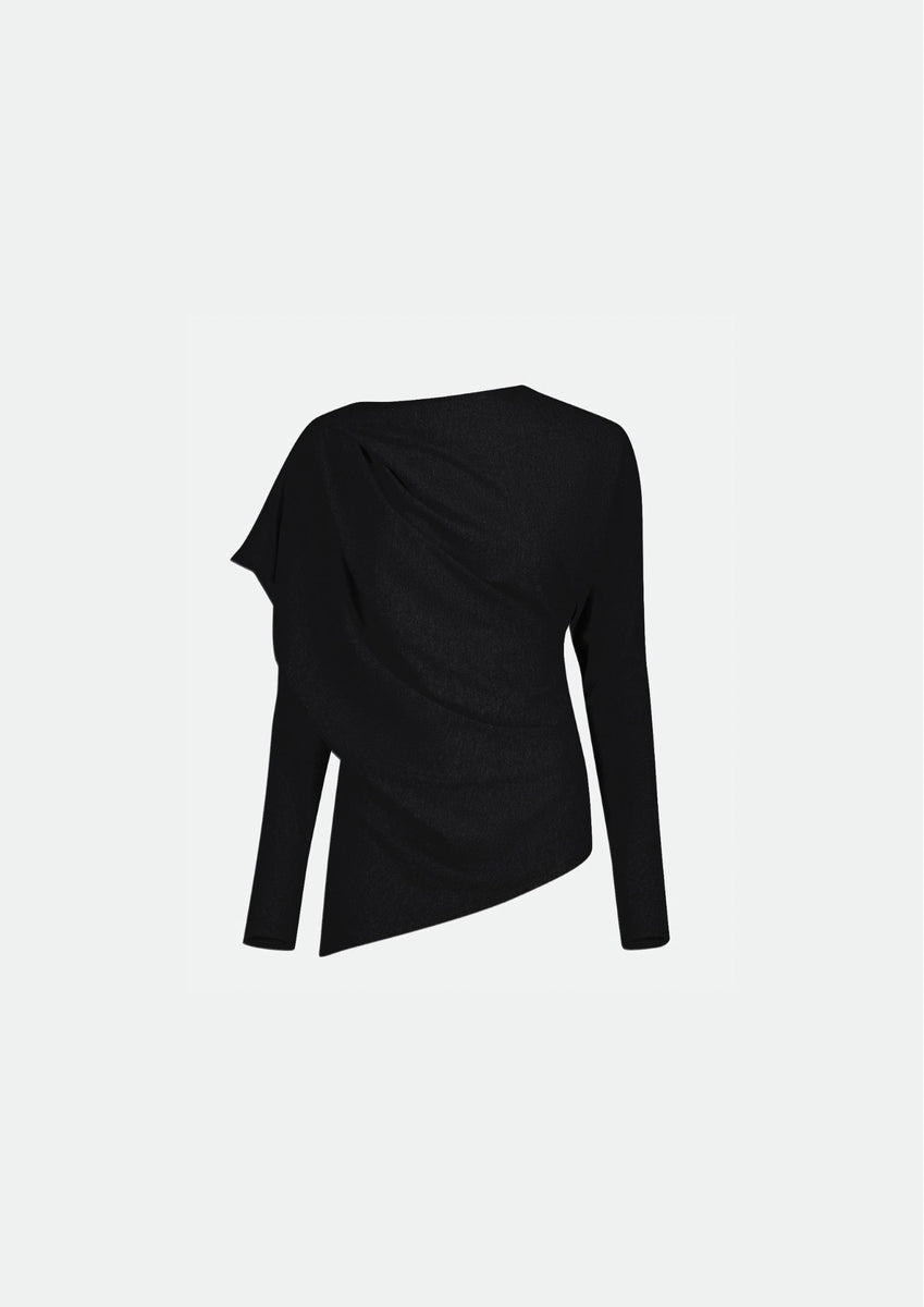 DRAPED LONG SLEEVE JERSEY TOP