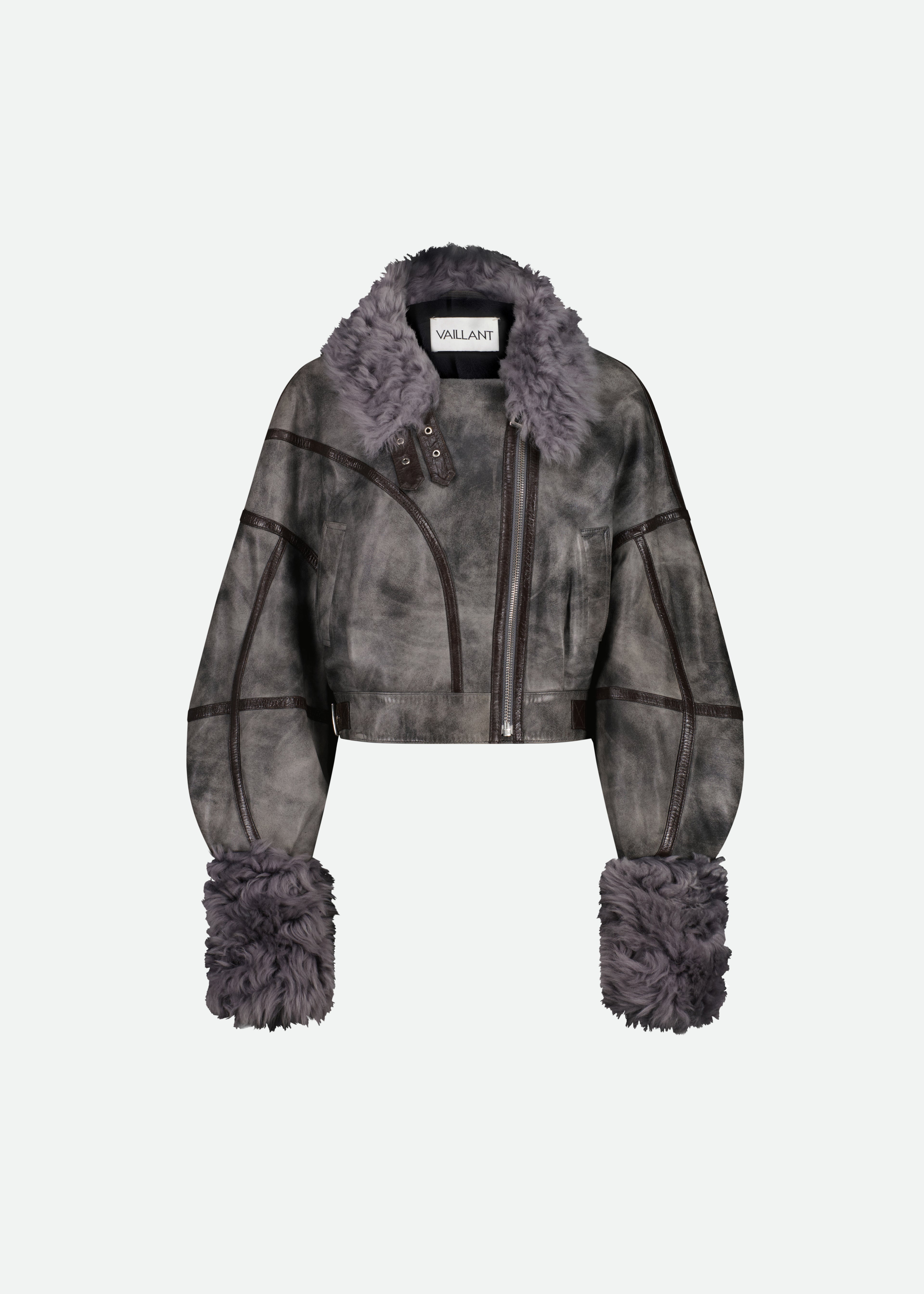 ÉTOILE AVIATOR JACKET WITH SHEARLING TRIM, LEATHER