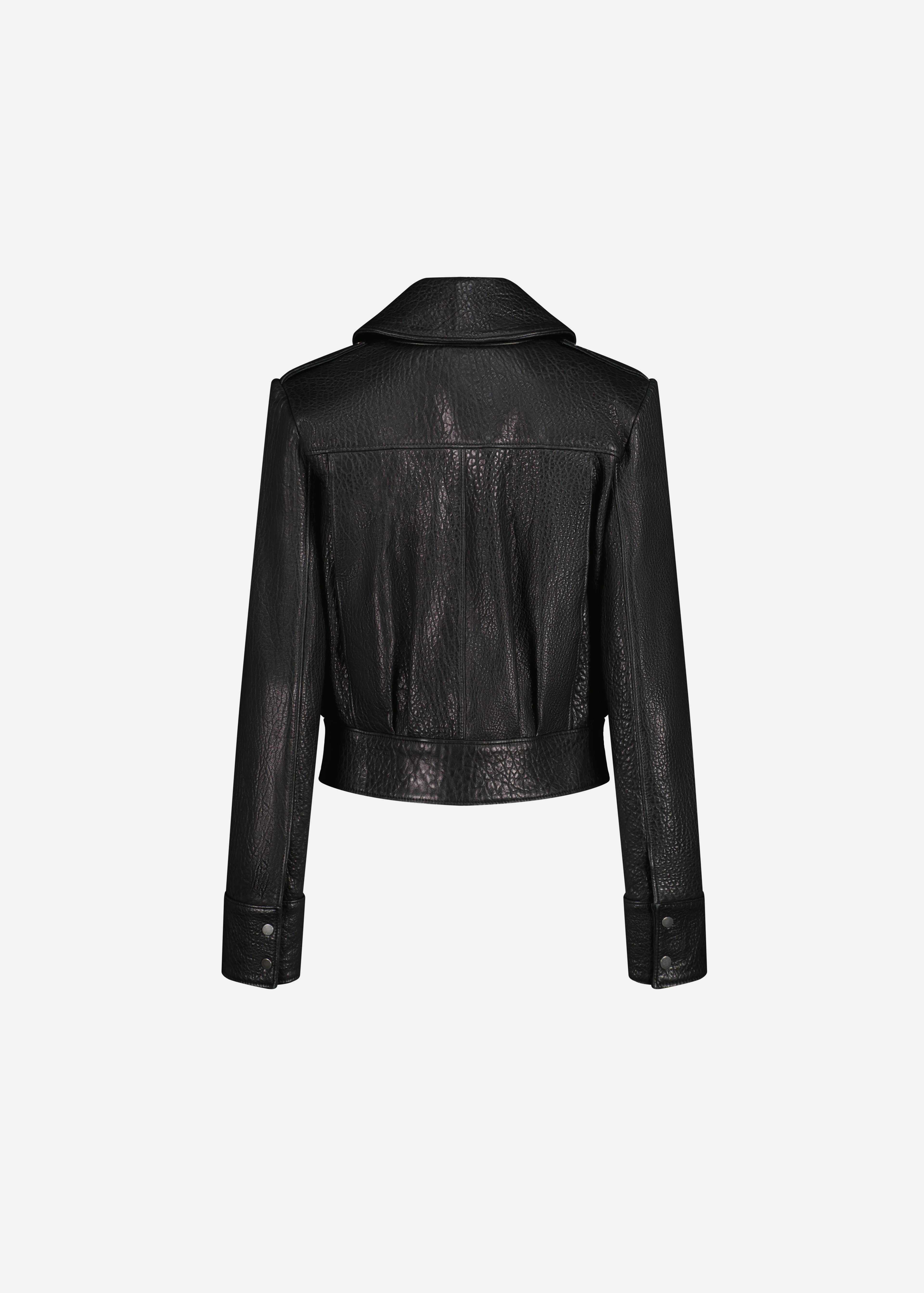 CROPPED LEATHER BIKER JACKET - 3 LEFT