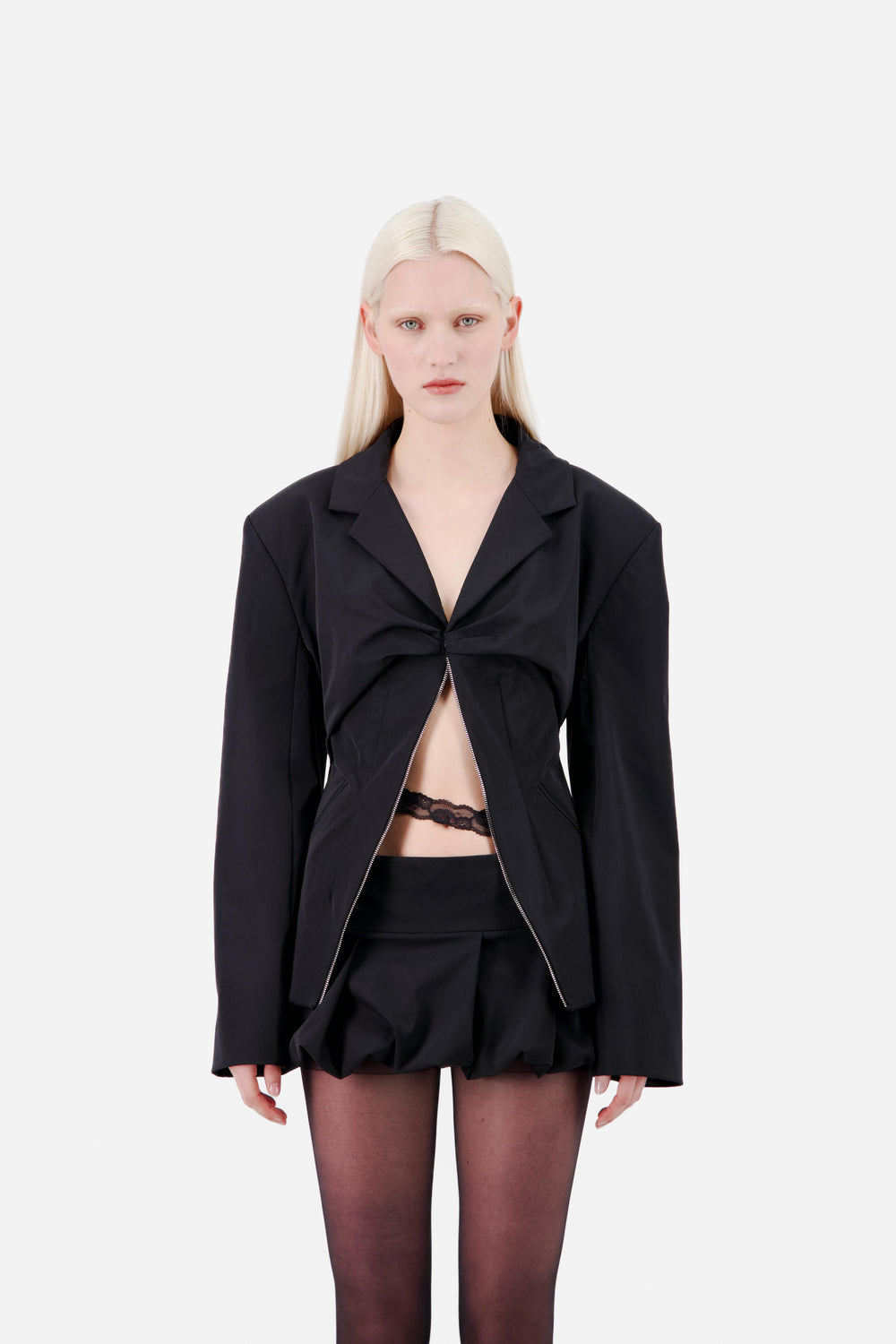 TAILORED JACKET W/ FRONT PLEATS AND ZIPPER DETAIL - Vaillant Studio