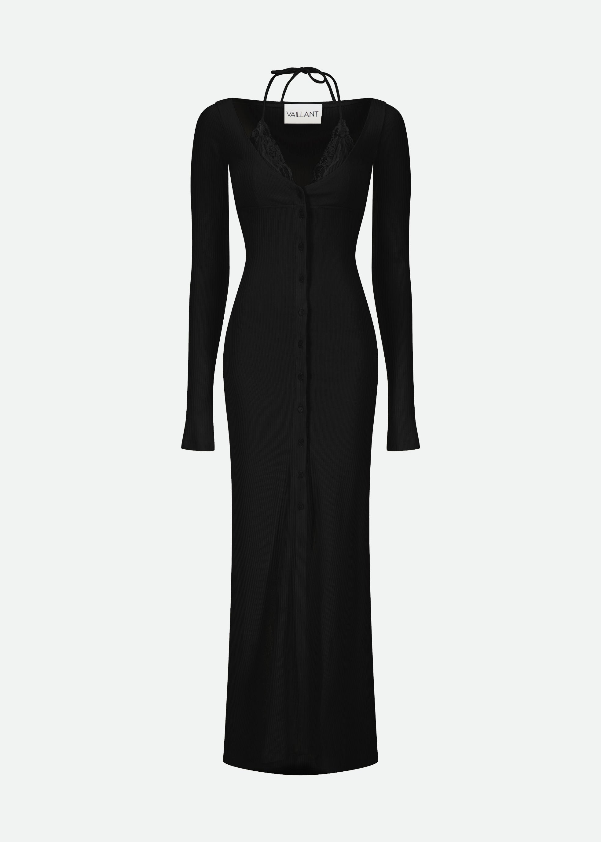 RIBBED JERSEY CARDIGAN DRESS W/ BUILT-IN BRA