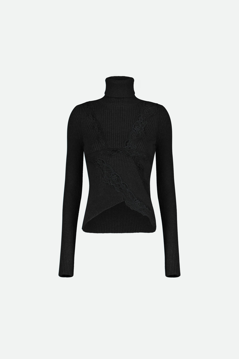 KNIT TURTLENECK WITH LACE DETAILS