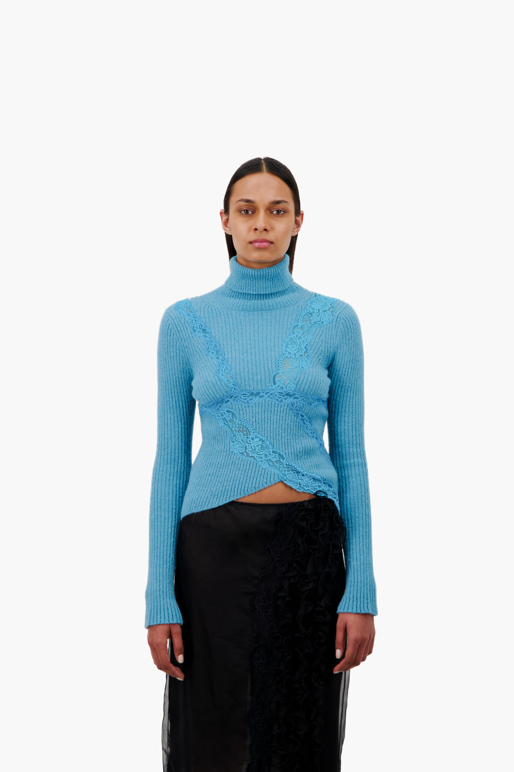 KNIT TURTLENECK WITH LACE DETAILS - Vaillant Studio