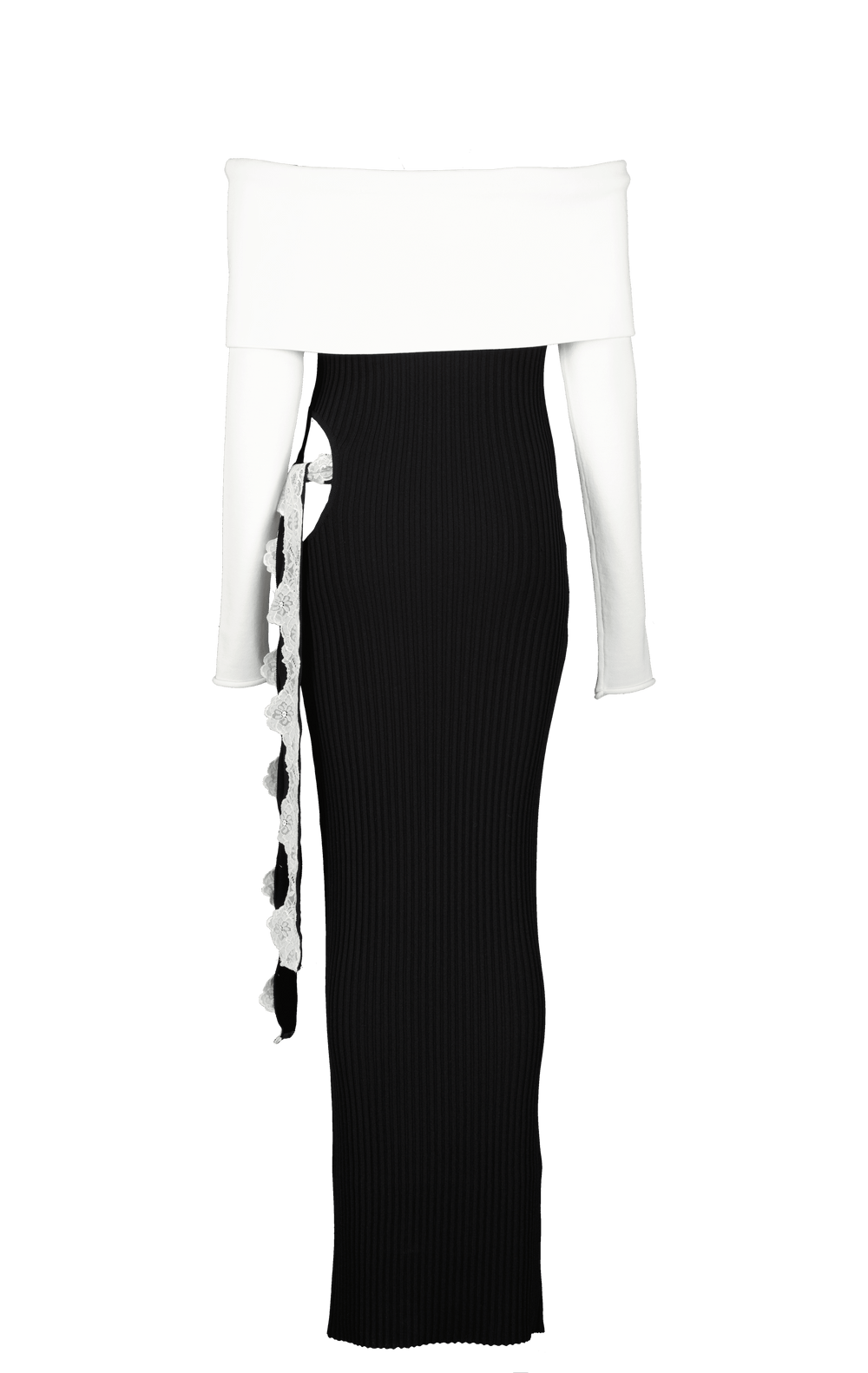 Off Shoulder Knit Dress W/ Shawl + Lace Belt