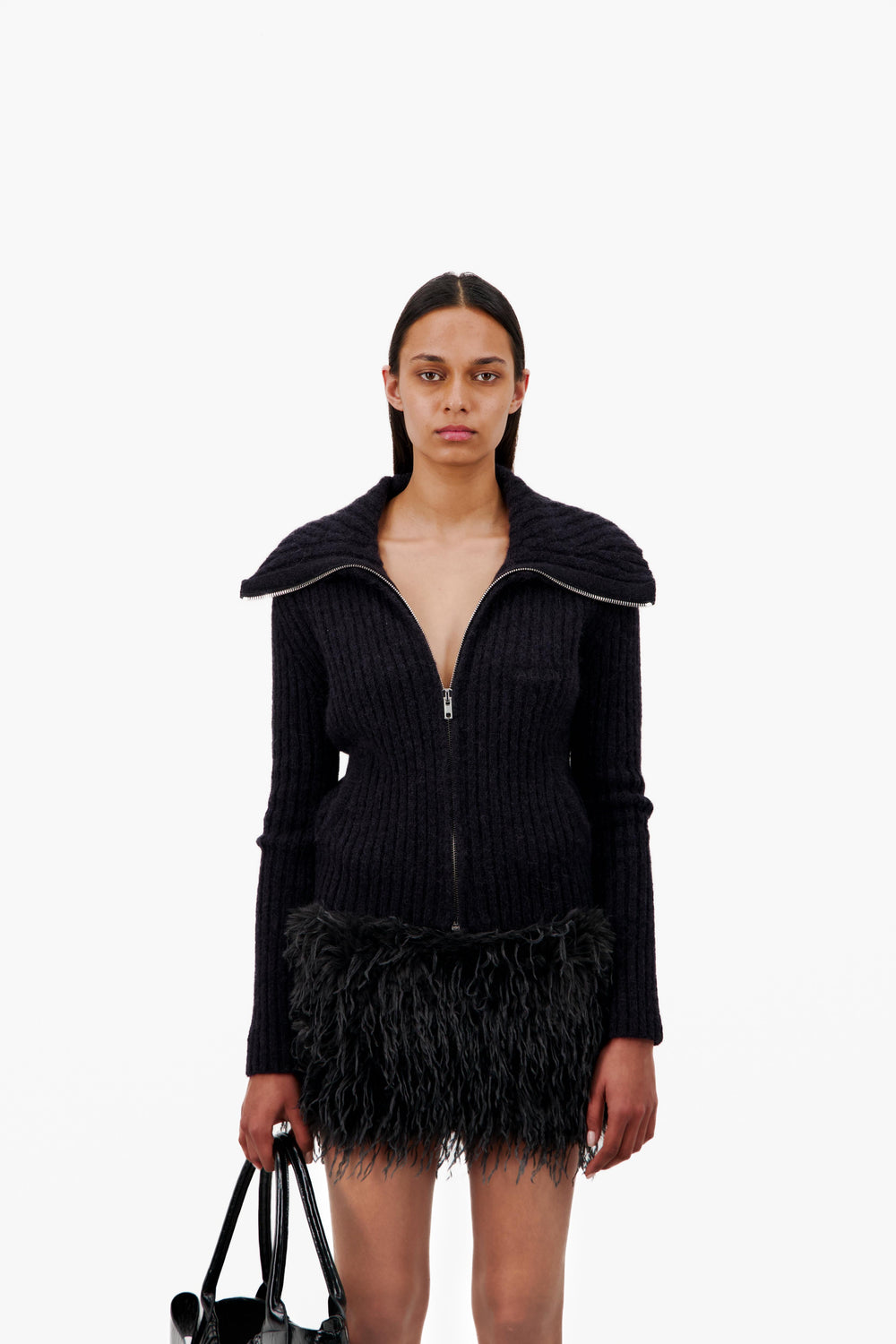 KNITTED POLO WITH OVERSIZE COLLAR AND ZIPPER - Vaillant Studio