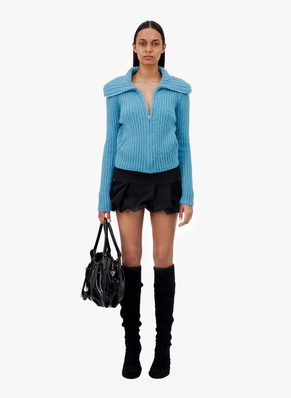 KNITTED POLO WITH OVERSIZE COLLAR AND ZIPPER - Vaillant Studio