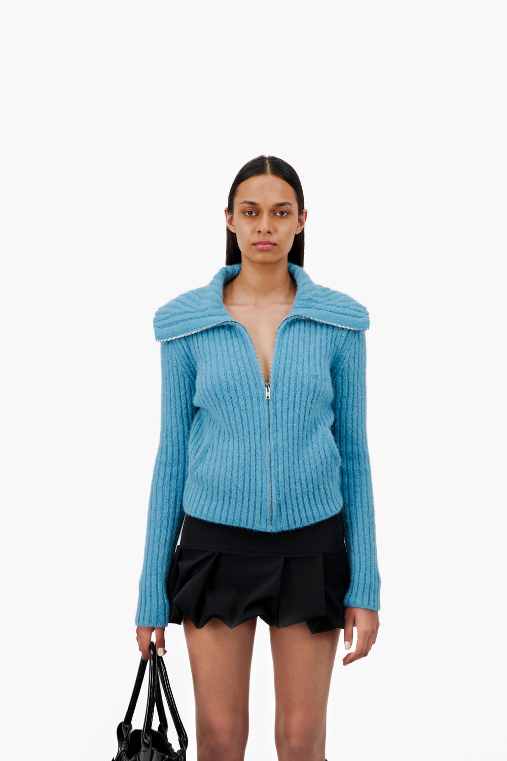 KNITTED POLO WITH OVERSIZE COLLAR AND ZIPPER - Vaillant Studio