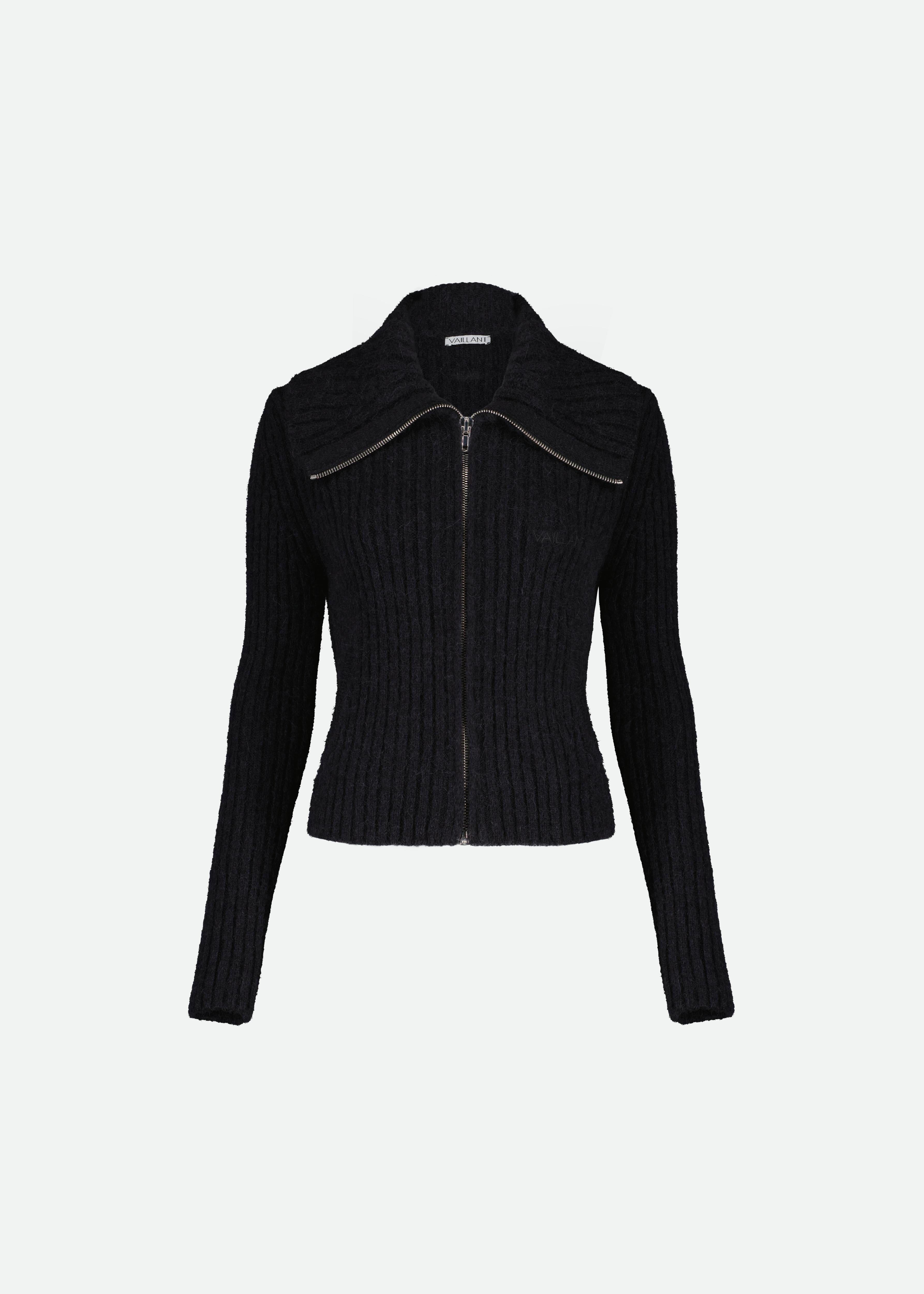 KNITTED POLO WITH OVERSIZE COLLAR AND ZIPPER - Vaillant Studio