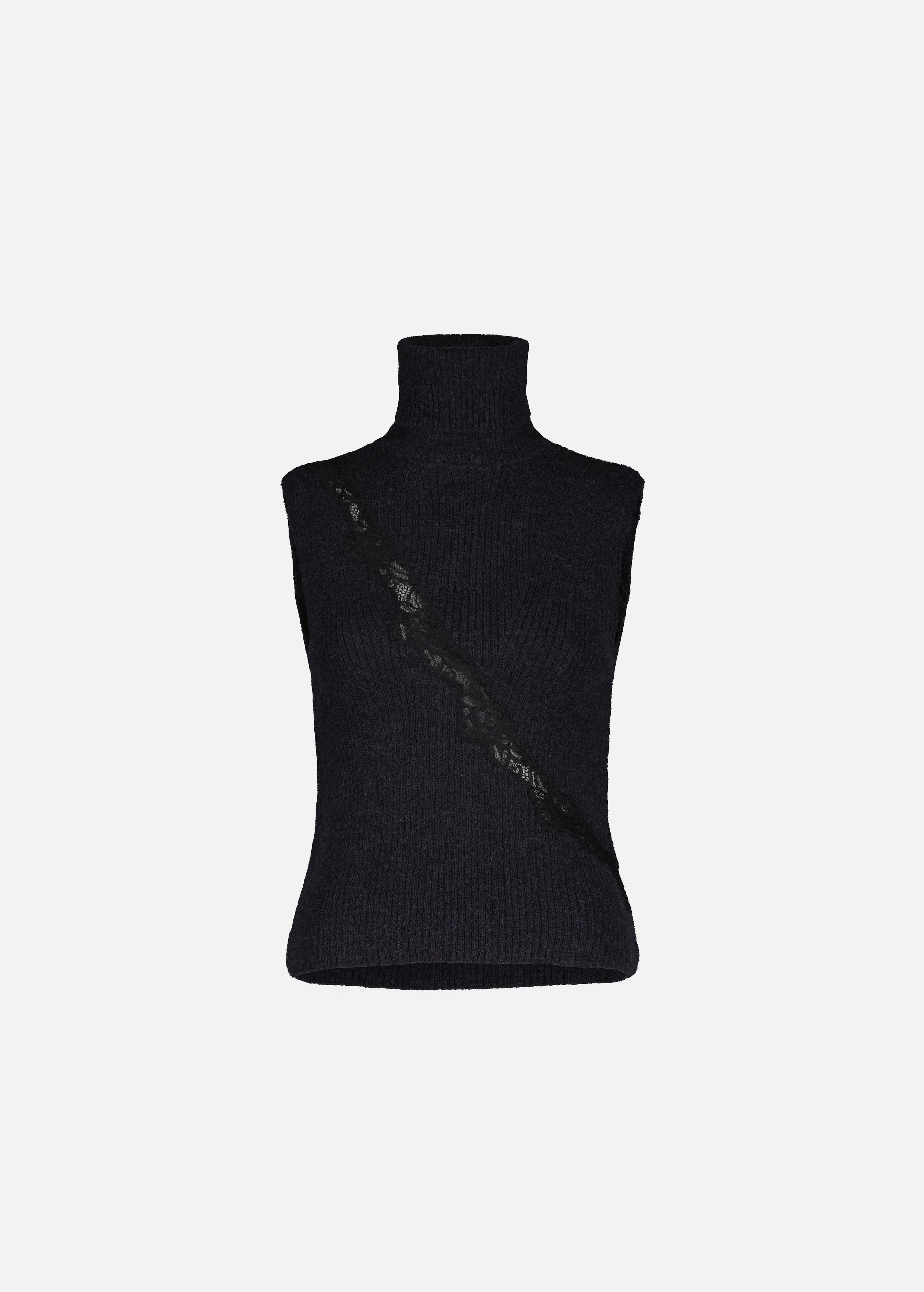 KNIT TURTLENECK VEST WITH LACE DETAIL - Vaillant Studio