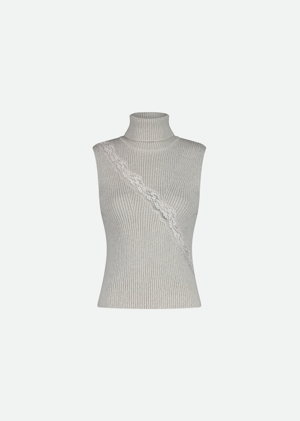 KNIT TURTLENECK VEST WITH LACE DETAIL - Vaillant Studio