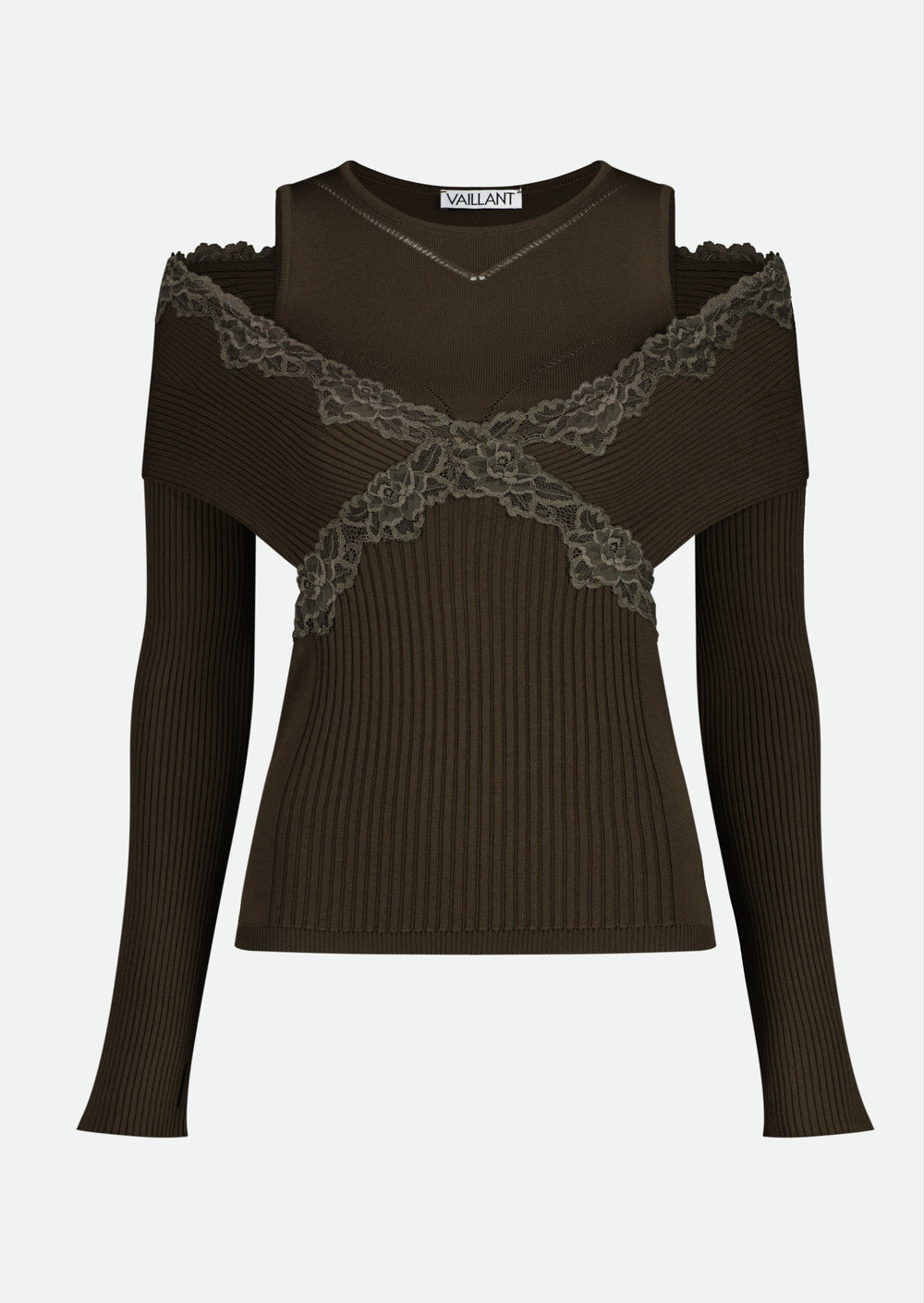 LONG SLEEVE SPLIT OFF-SHOULDER KNIT TOP