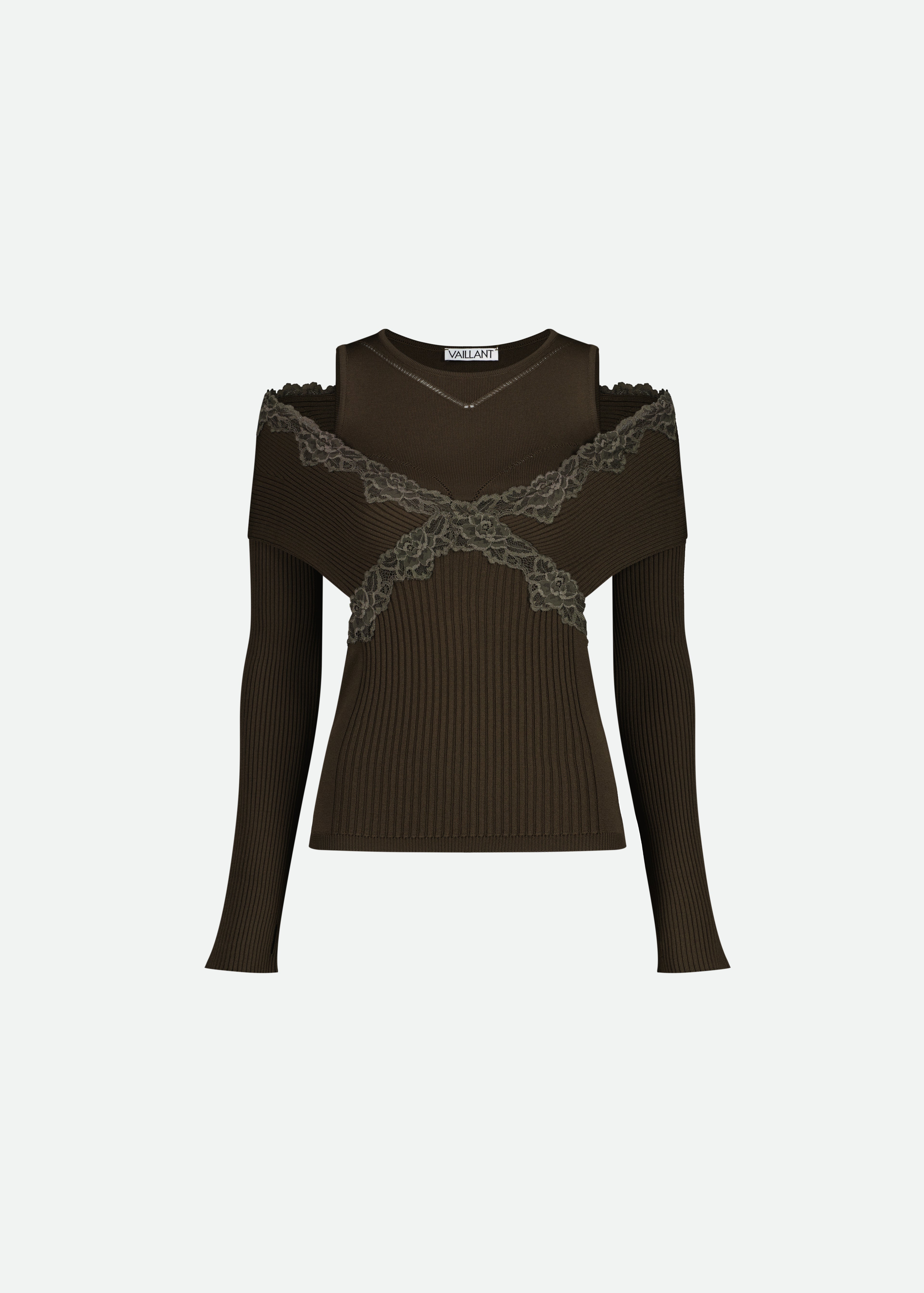 LONG SLEEVE SPLIT OFF-SHOULDER KNIT TOP