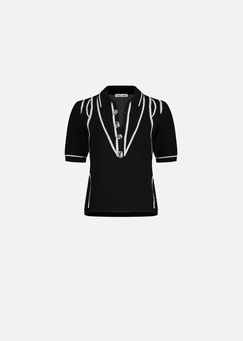 KNIT POLO TOP - 4 LEFT