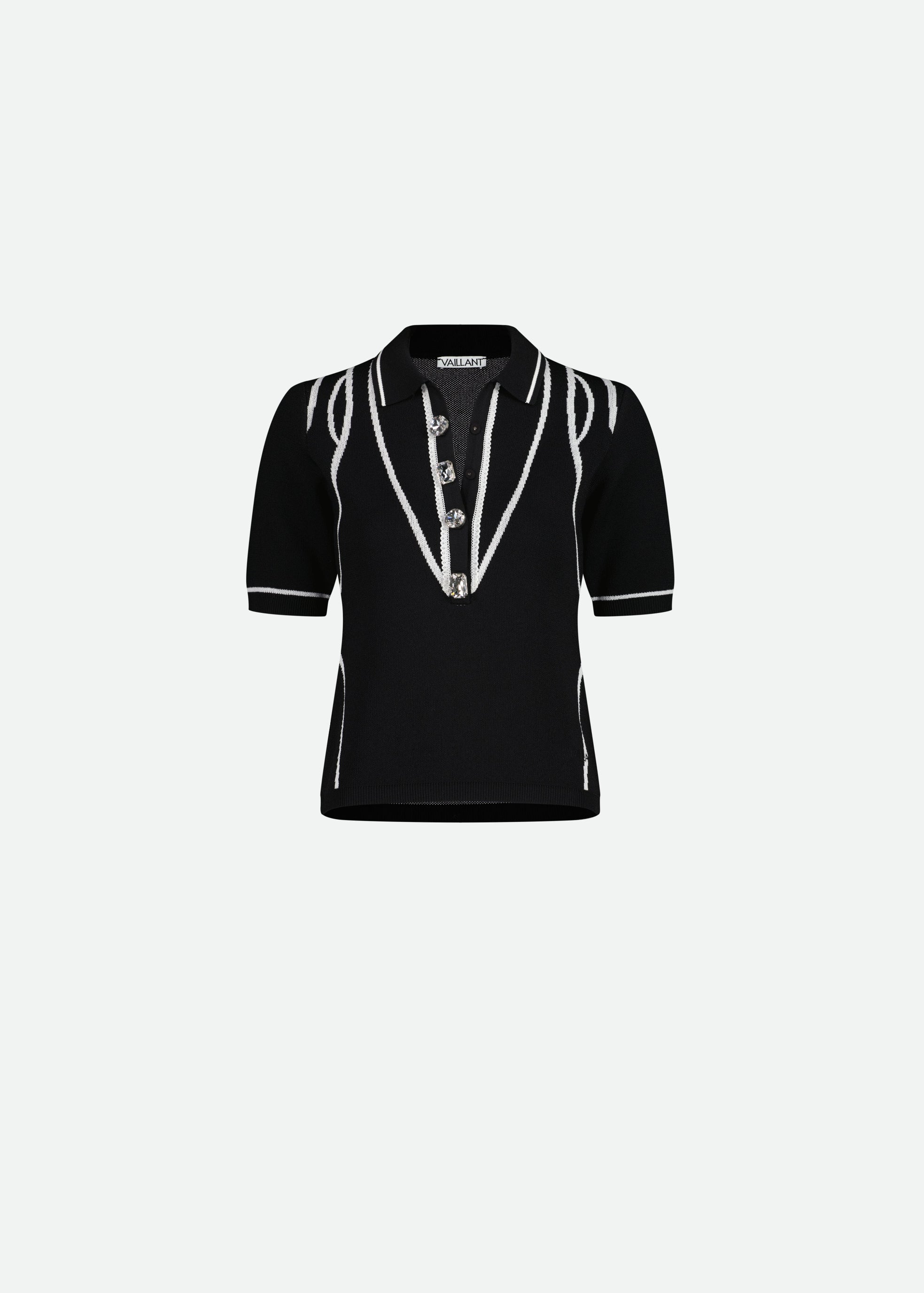 KNIT POLO TOP - 4 LEFT