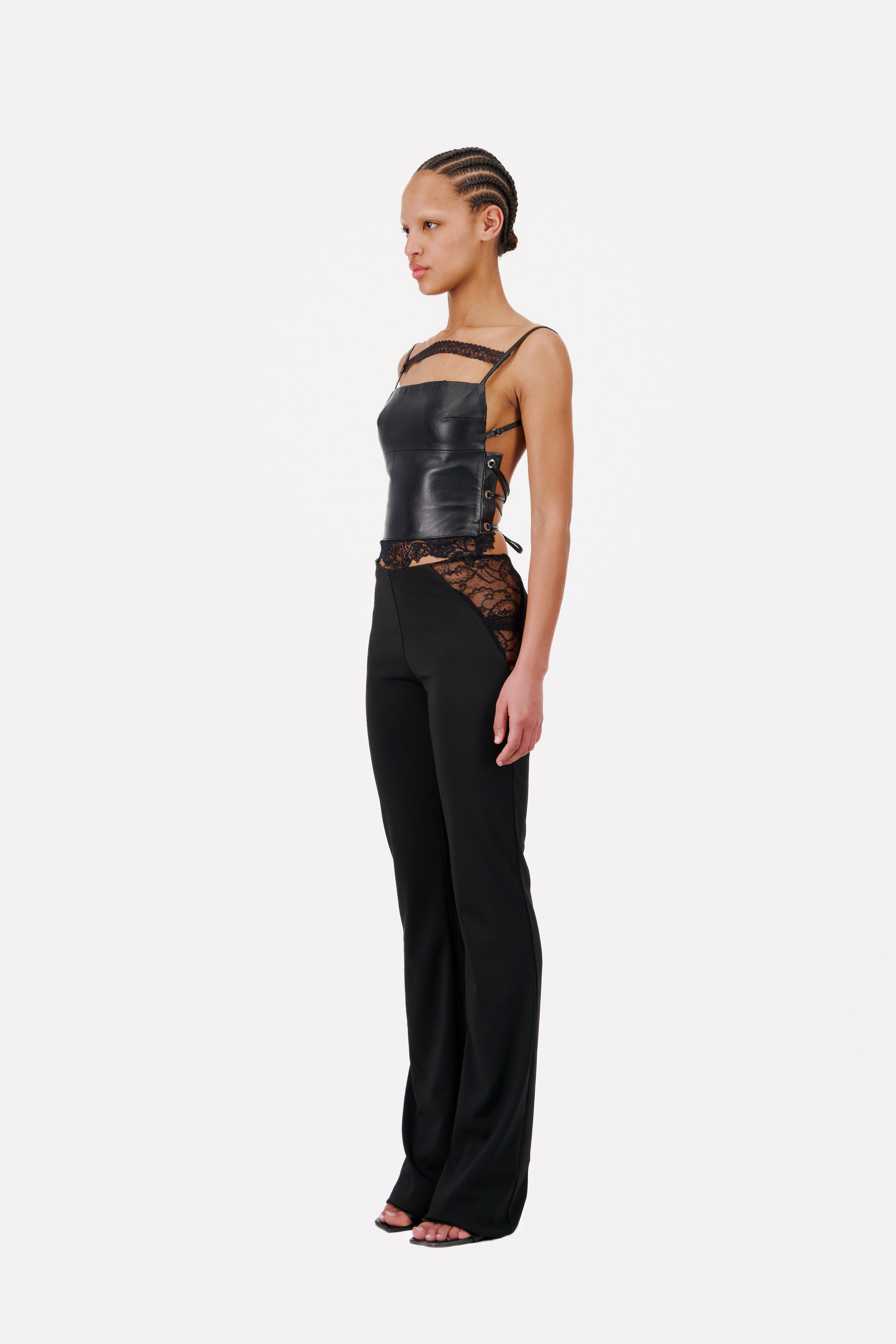 FLARED LEG LEGGINGS WITH LACE HIP CUTOUT – Vaillant Studio