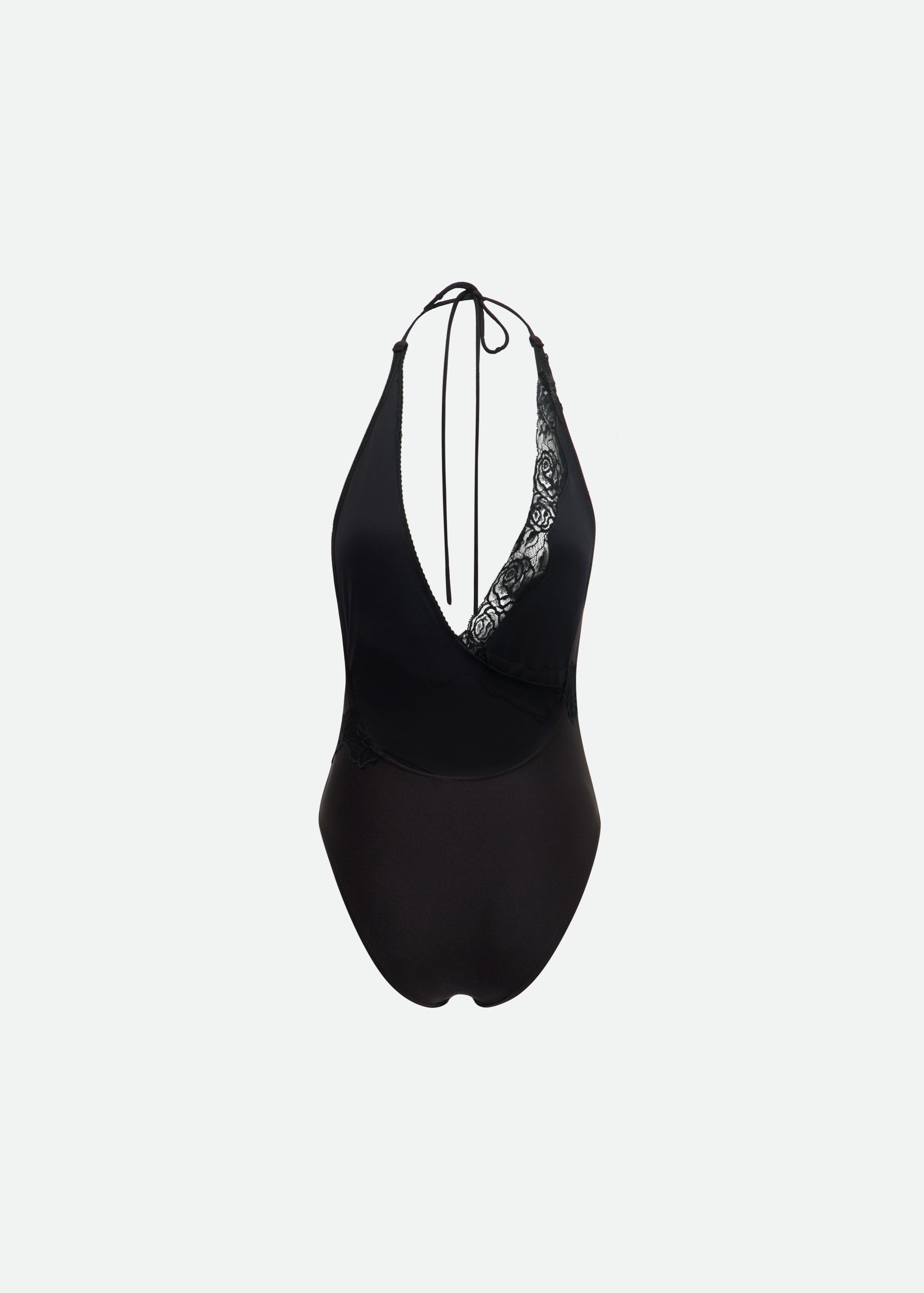 ONE PIECE SWIMSUIT WITH ASYMMETRIC LACE TRIM