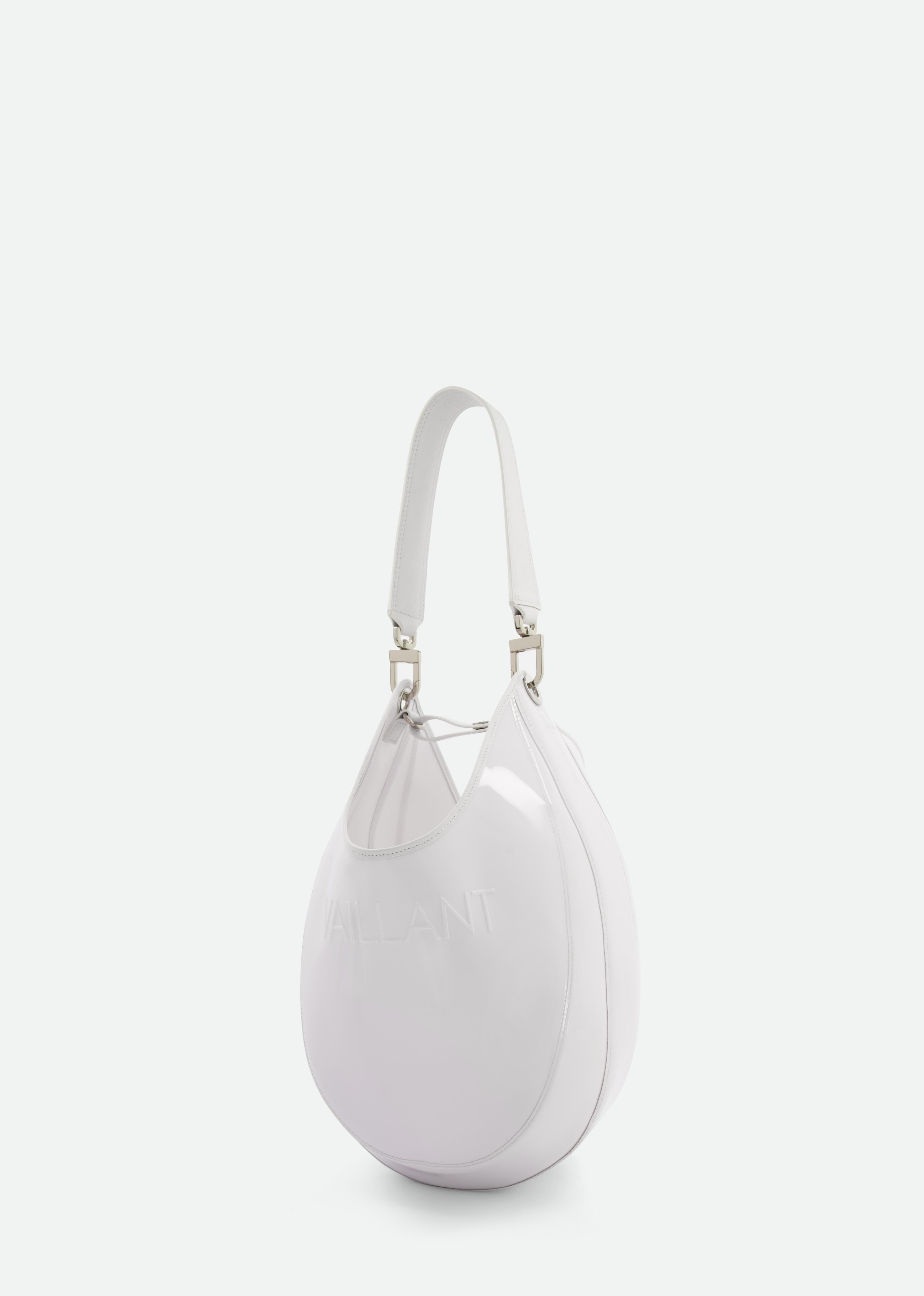 TRANSPARENT BUCKET BAG WITH LEATHER HANDLE