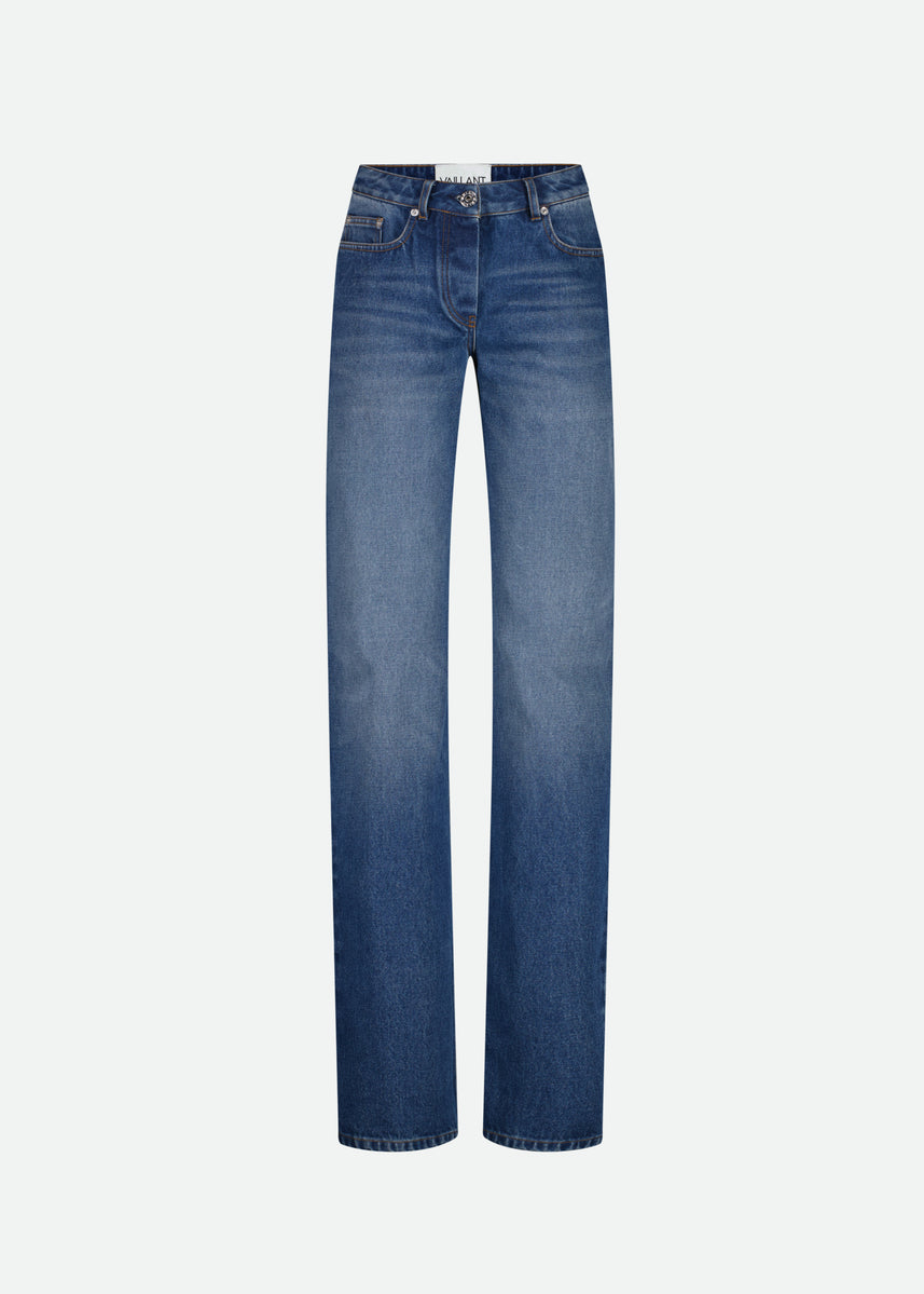 HIGH WAIST STRAIGHT LEG 5 POCKET JEAN PANTS