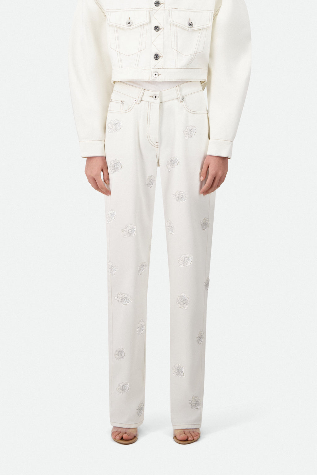 5-POCKET LACE PATCH DENIM JEANS - LAST ONE