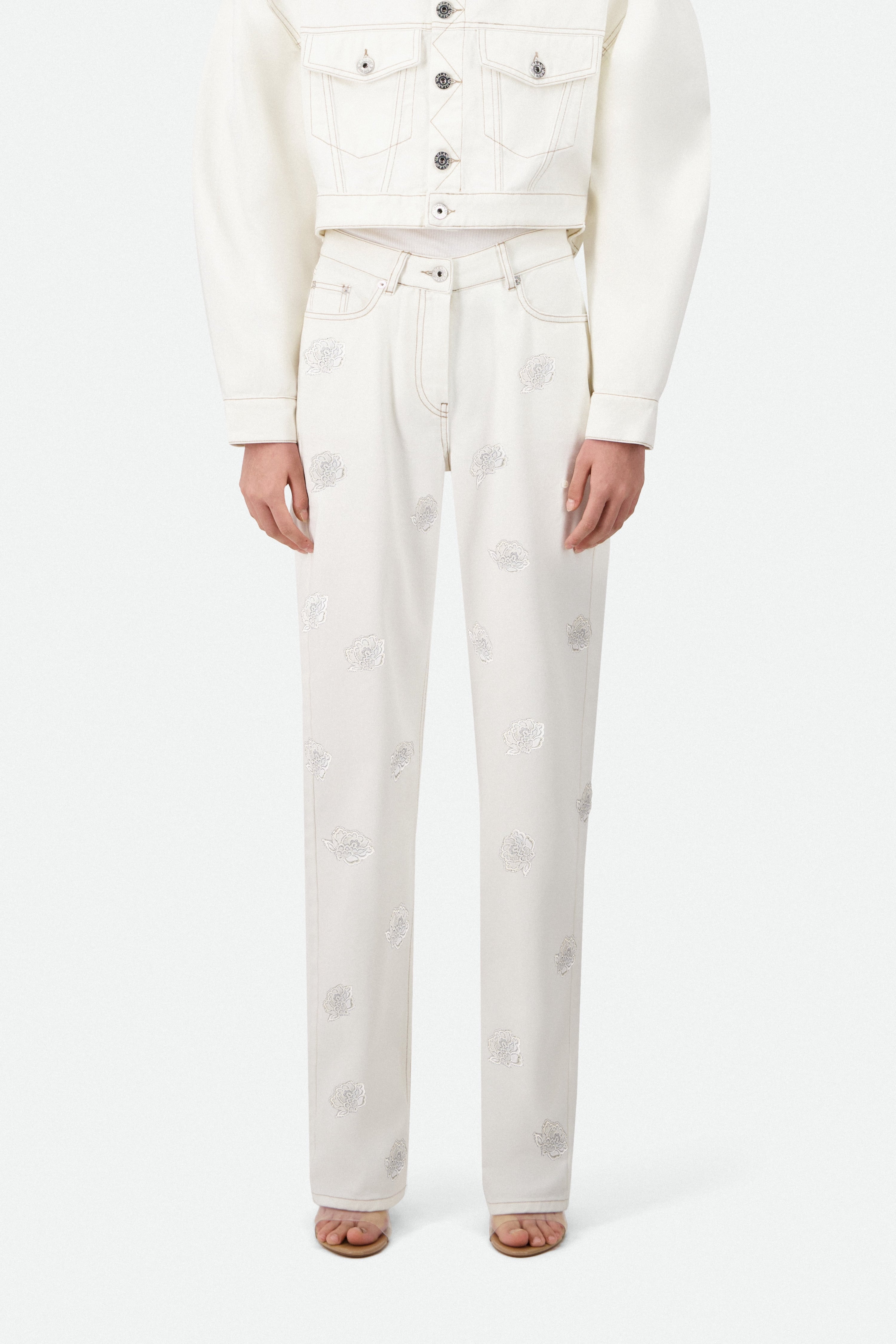 5-POCKET LACE PATCH DENIM JEANS - LAST ONE