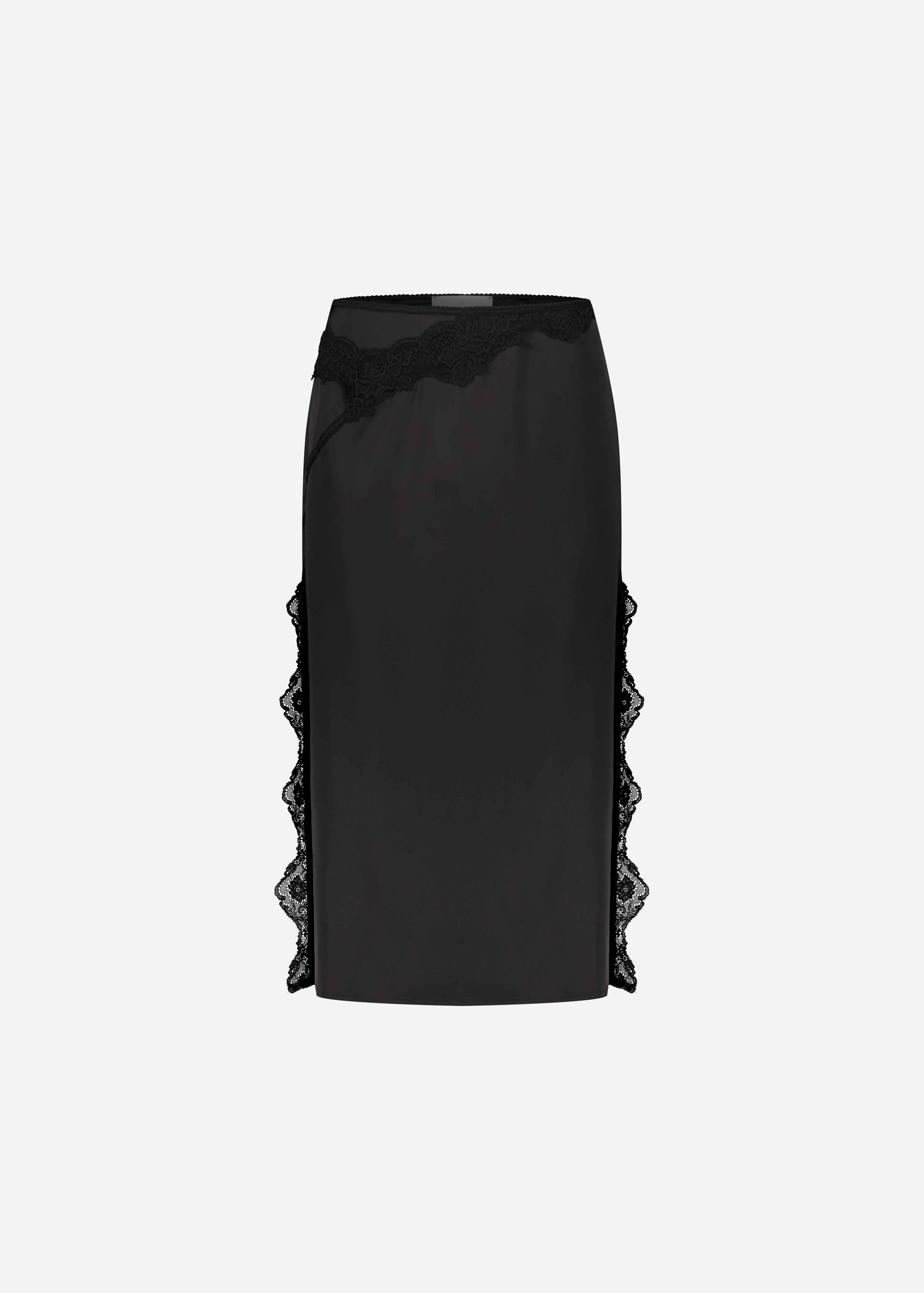 SKIRT WITH LACE DETAILS AND SIDE SLITS