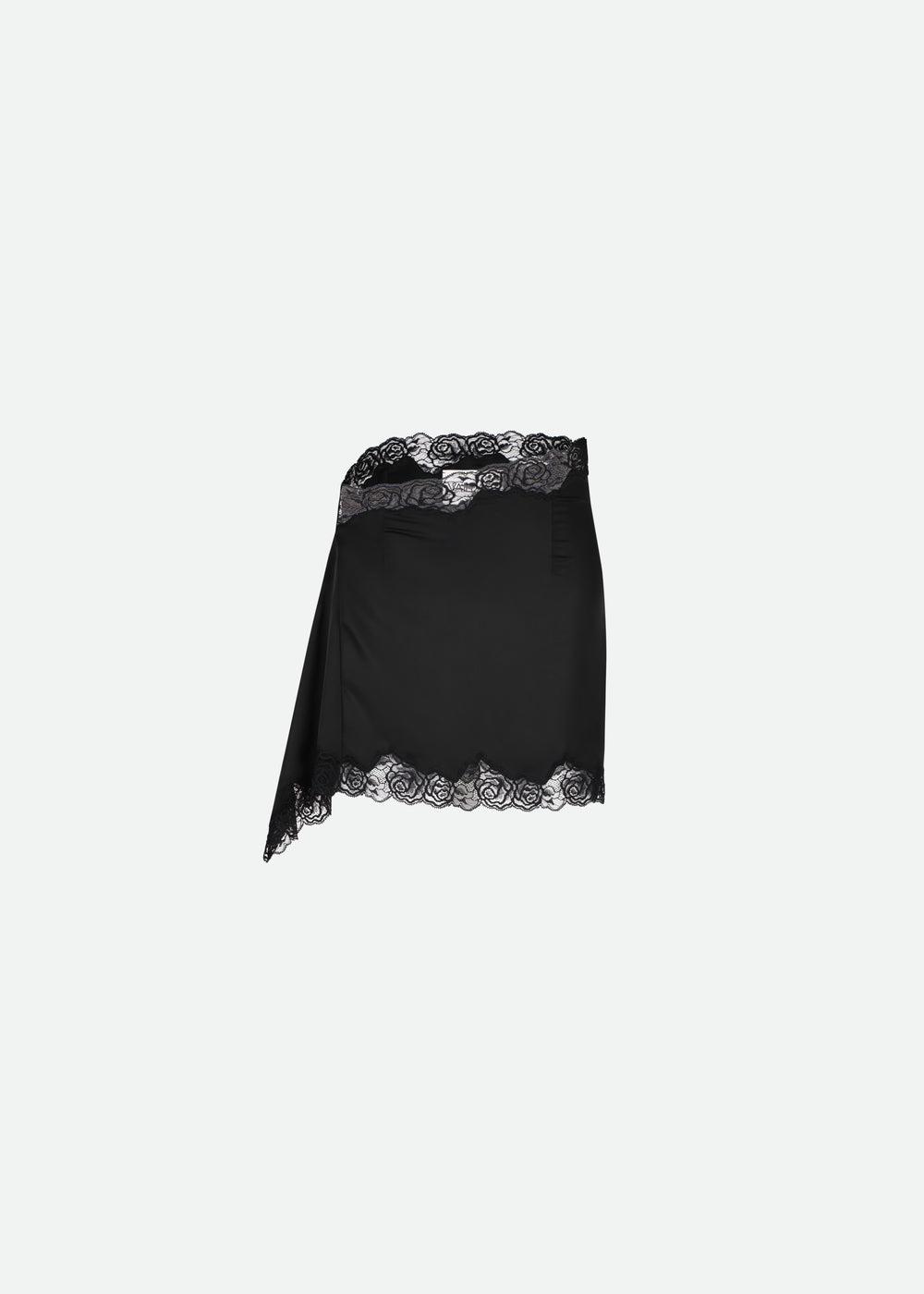 SIGNATURE SATIN MINI SKIRT WITH LACE - 4 left