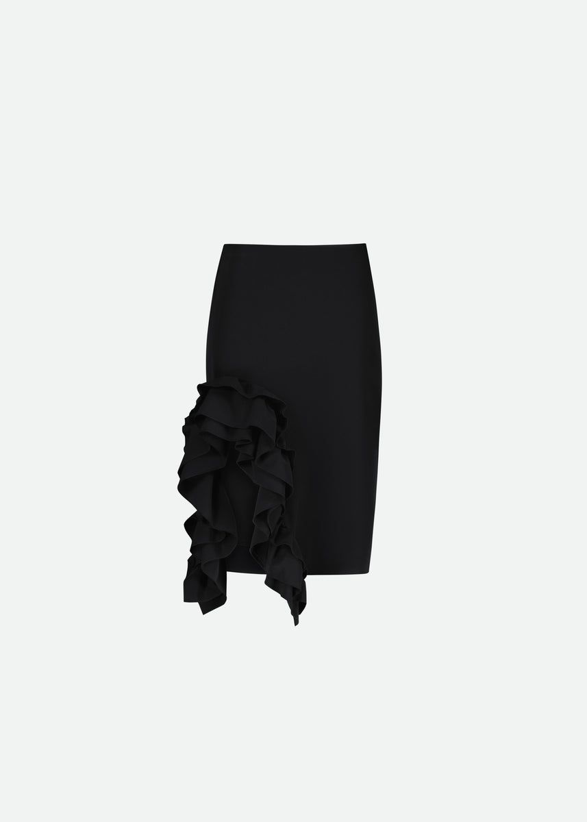 NYLON SKIRT WITH RUFFLE THIGH CUT OUT - Vaillant Studio