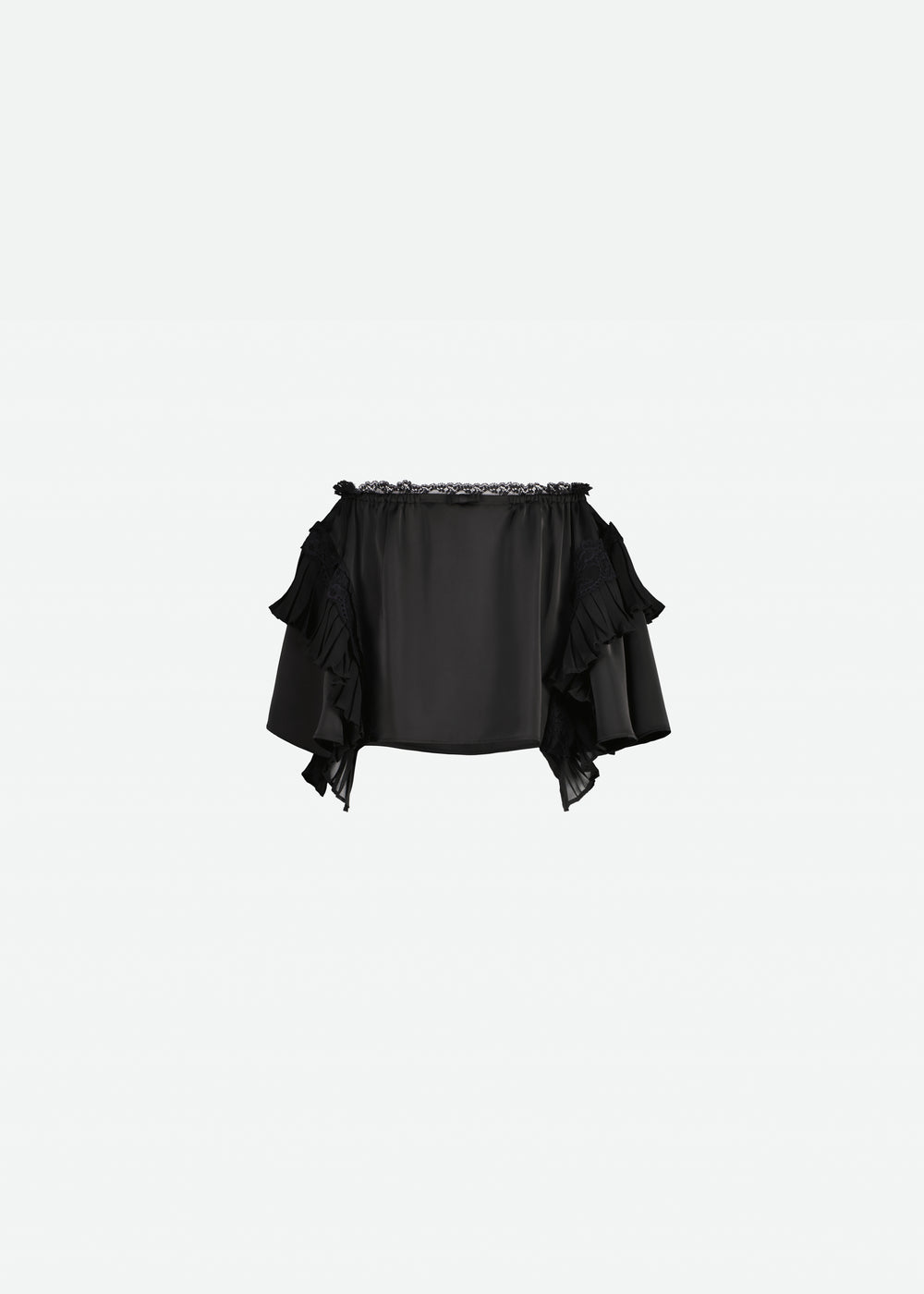 LAYERED RUFFLE SKIRT W/PLEATS & LACE DETAIL