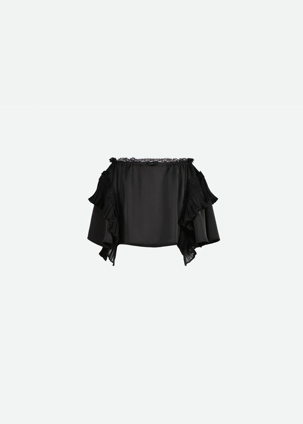 LAYERED RUFFLE SKIRT W/PLEATS & LACE DETAIL
