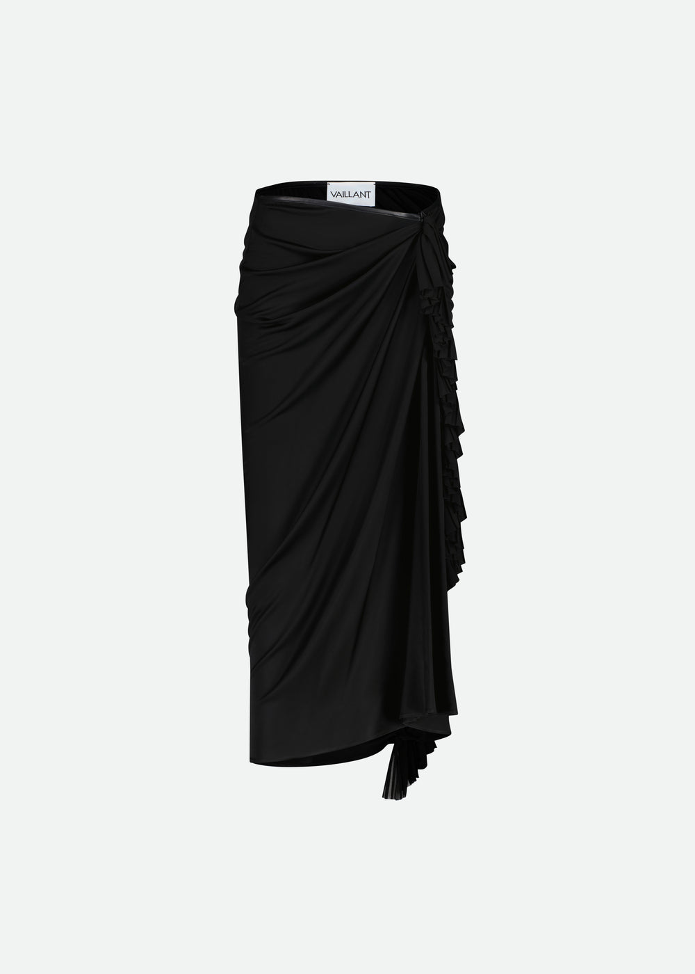 MIDI DRAPED SKIRT WITH RUFFLE DETAIL