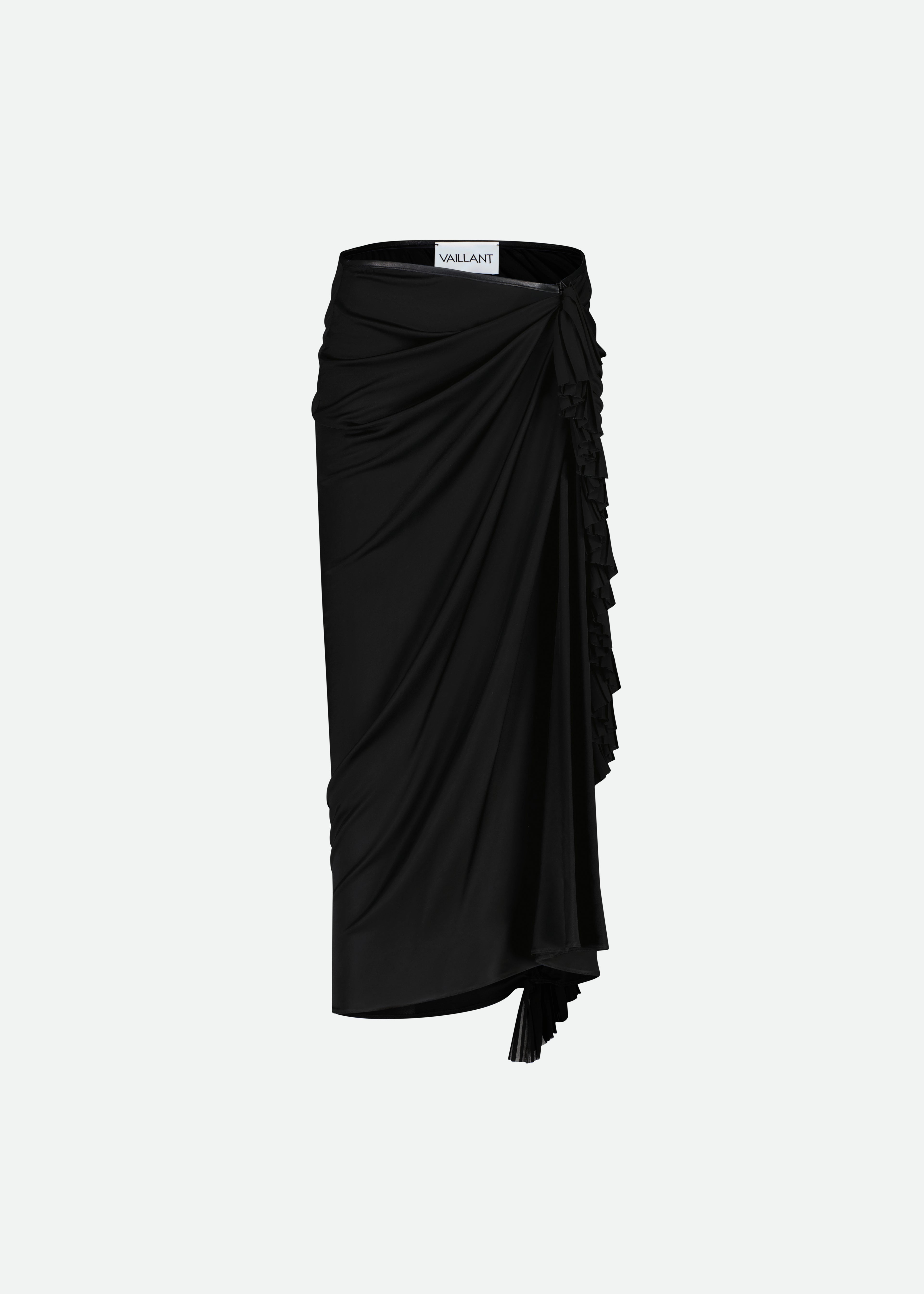 MIDI DRAPED SKIRT WITH RUFFLE DETAIL