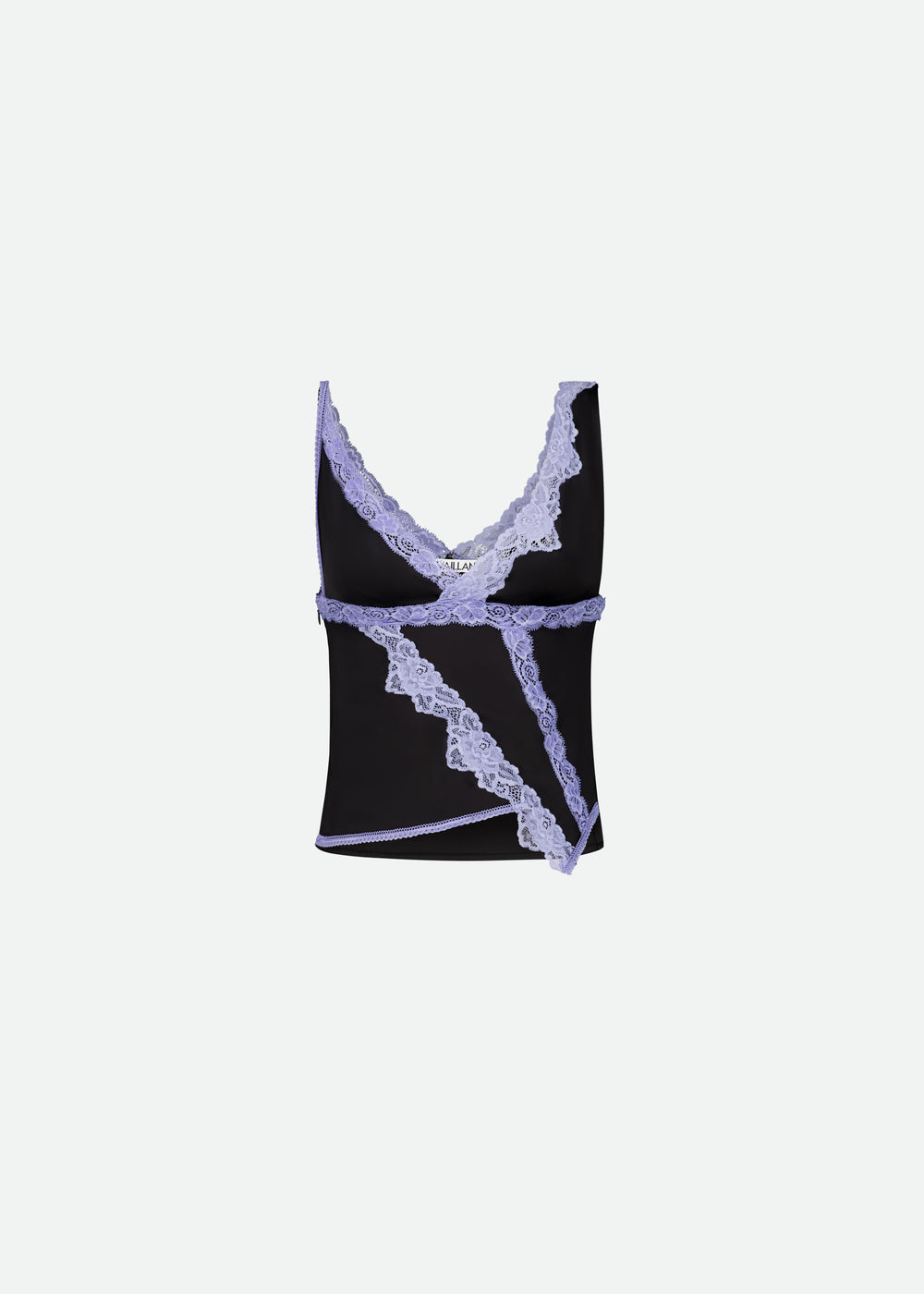 SIGNATURE SATIN ASYMMETRIC LACE TANK TOP