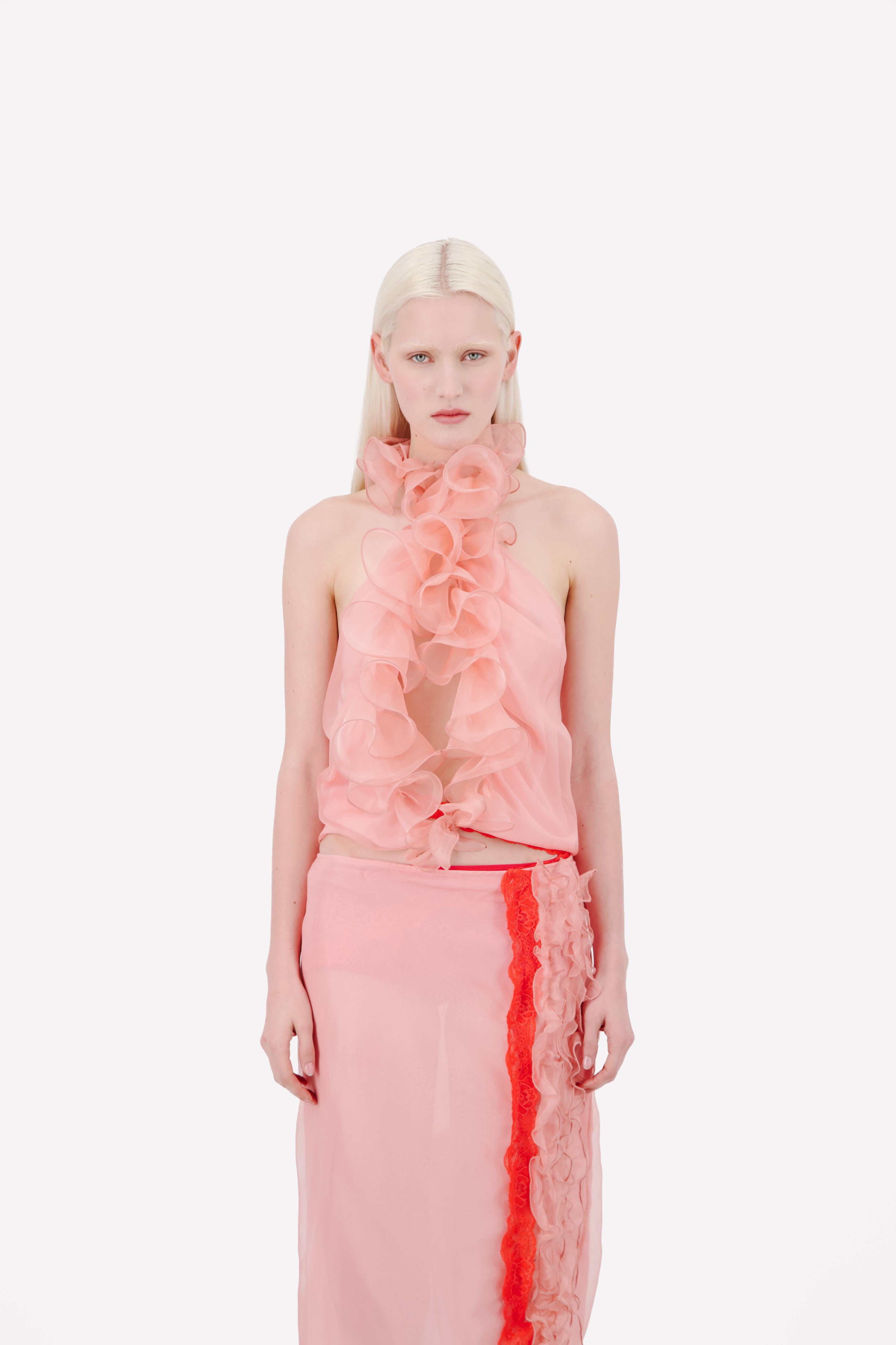SLEEVELESS ORGANZA TOP WITH RUFFLES - 2 Left - Vaillant Studio