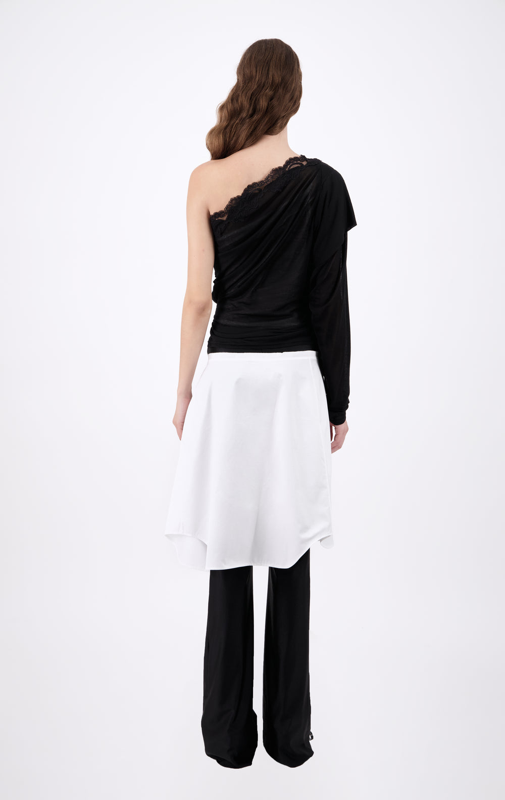 One Sleeve Draped Top With Tank Top Lining