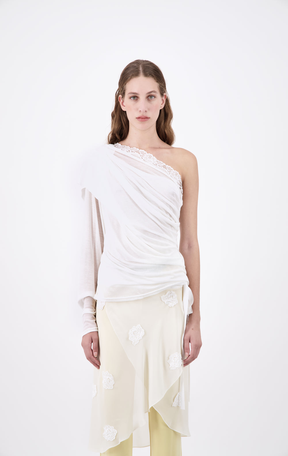 One Sleeve Draped Top With Tank Top Lining - Vaillant Studio