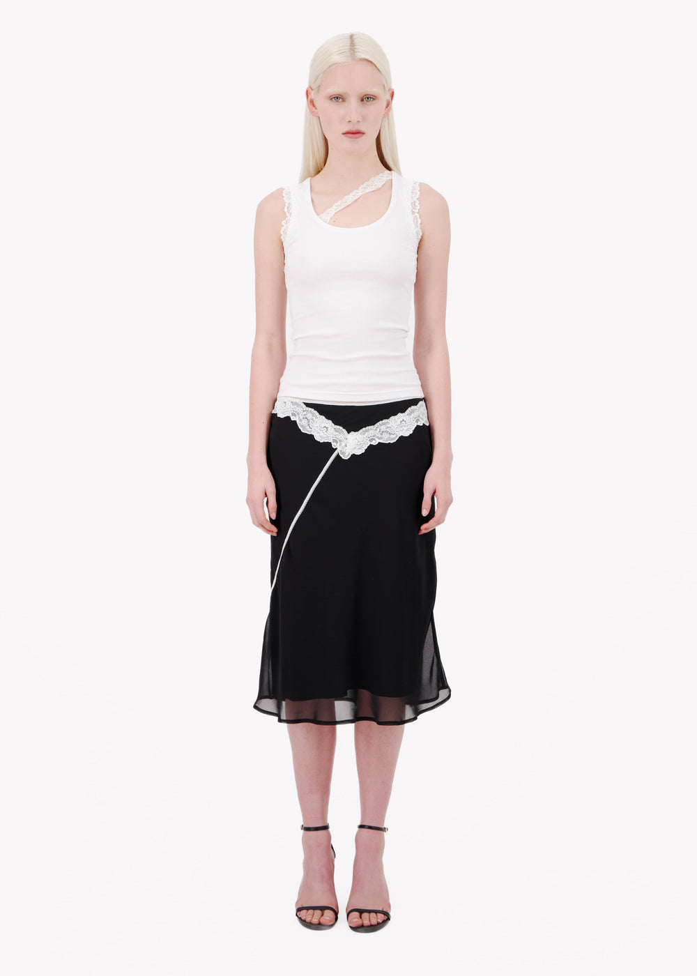 DOUBLE LAYER CHIFFON AND POPLIN SKIRT