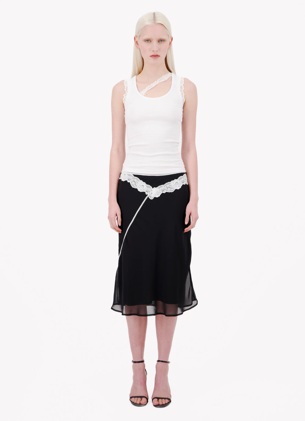 DOUBLE LAYER CHIFFON AND POPLIN SKIRT