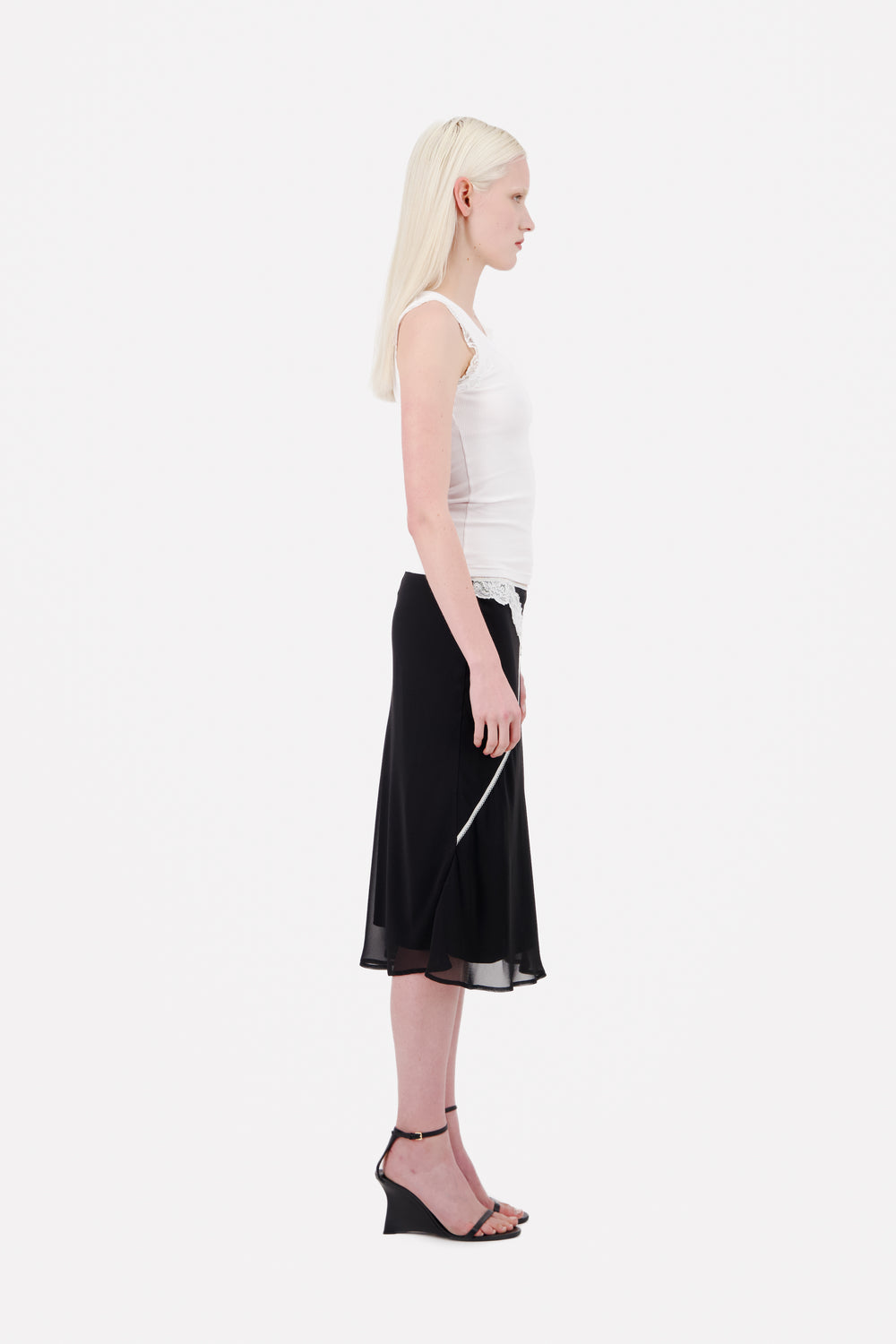 DOUBLE LAYER CHIFFON AND POPLIN SKIRT