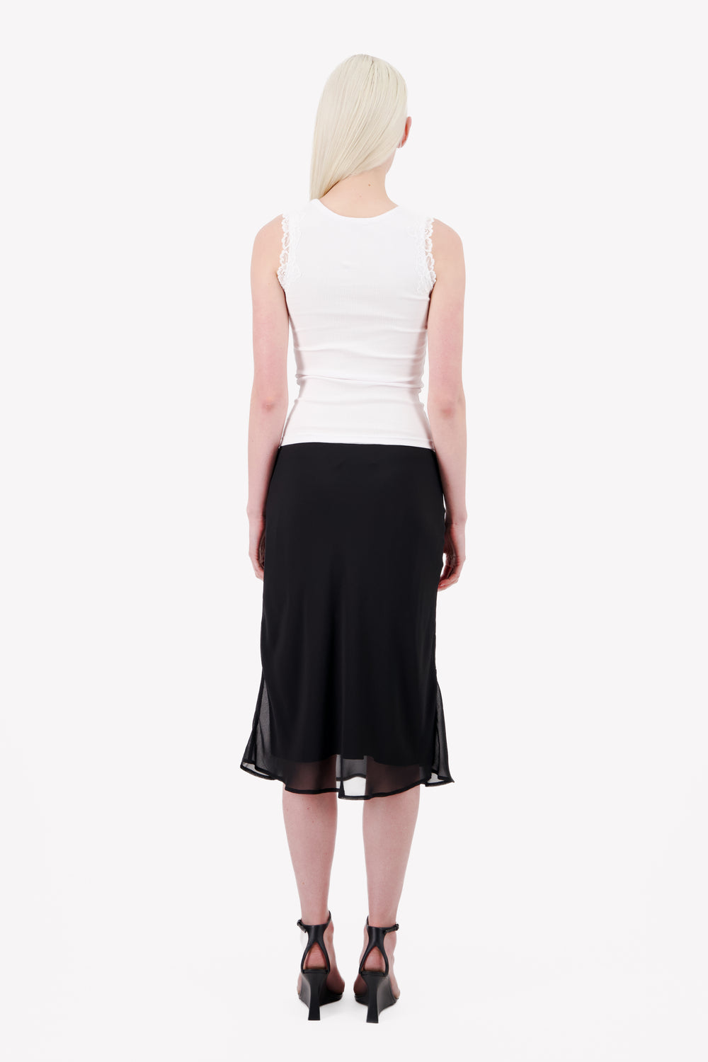 DOUBLE LAYER CHIFFON AND POPLIN SKIRT