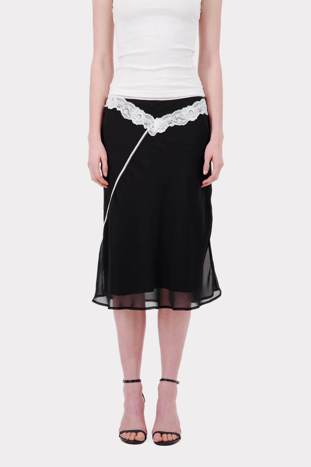 DOUBLE LAYER CHIFFON AND POPLIN SKIRT