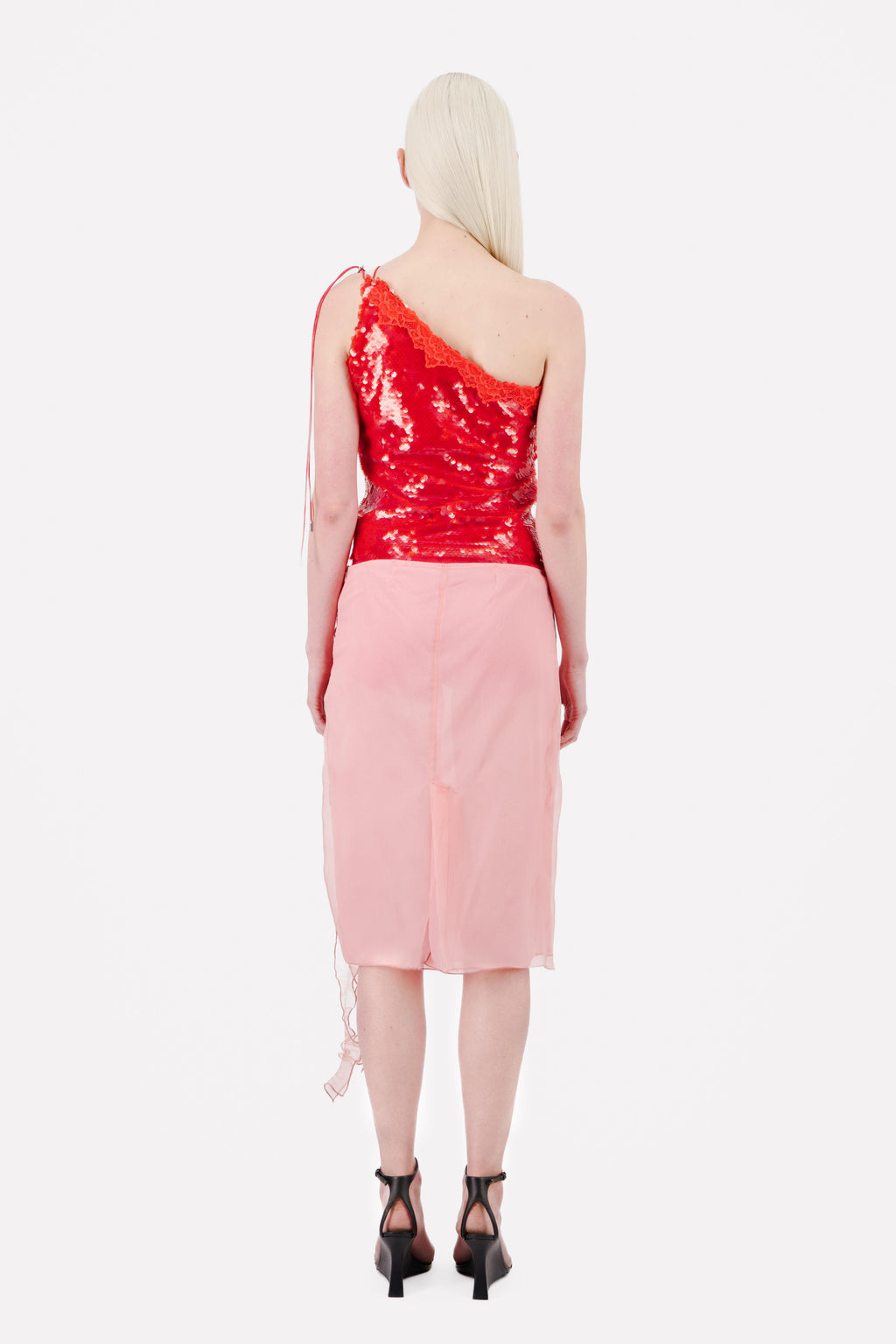 ORGANZA MIDI SKIRT WITH RUFFLES AND LACE DETAIL - Vaillant Studio