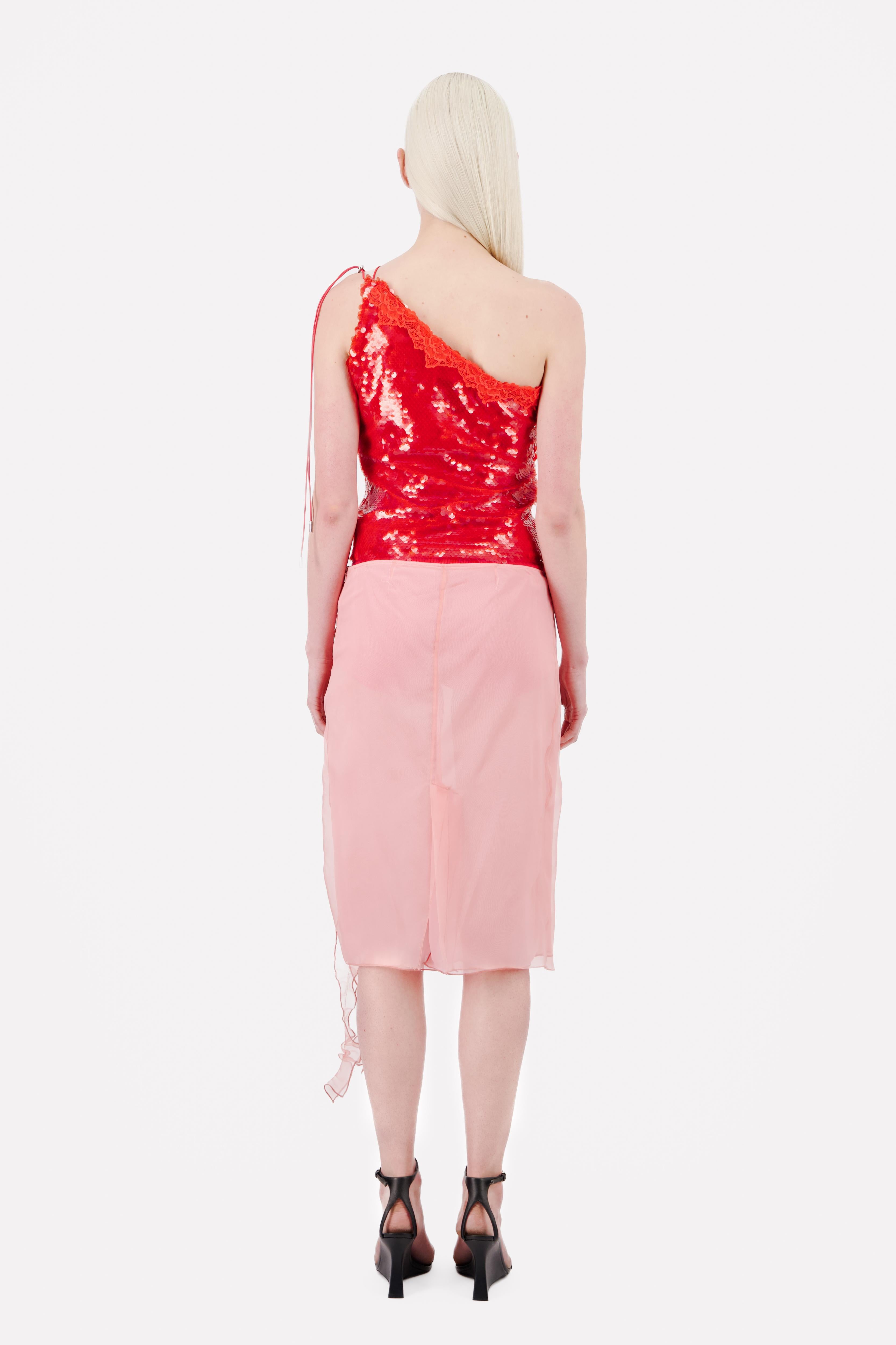 ORGANZA MIDI SKIRT WITH RUFFLES AND LACE DETAIL - Vaillant Studio