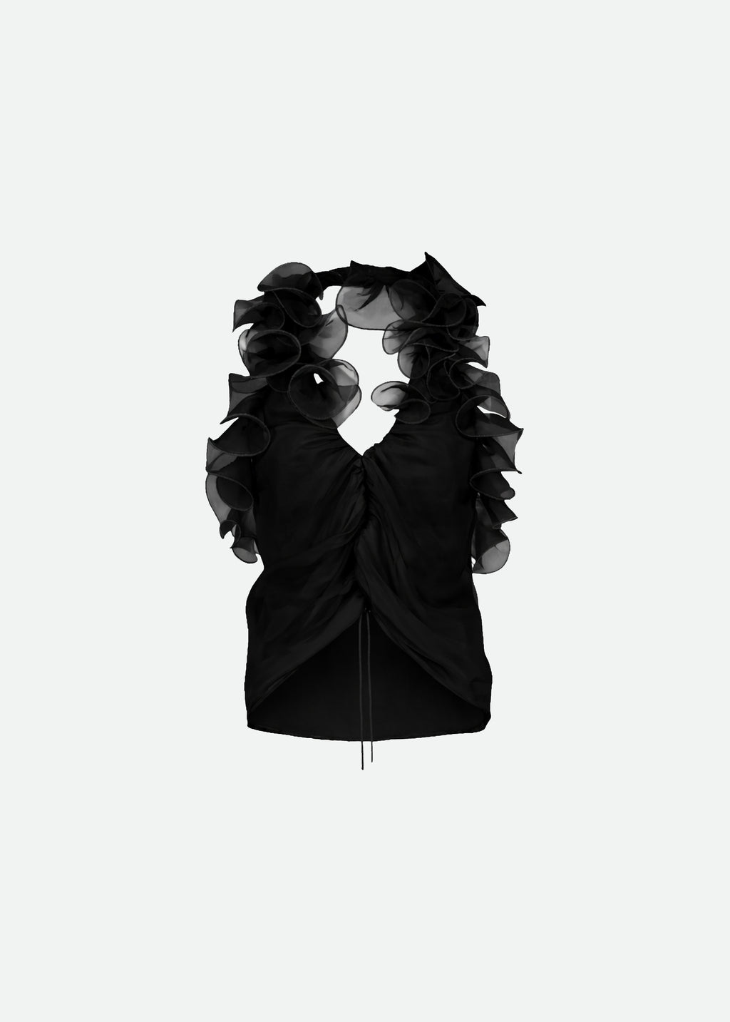 RUCHED HALTER TOP BLACK - 3 LEFT