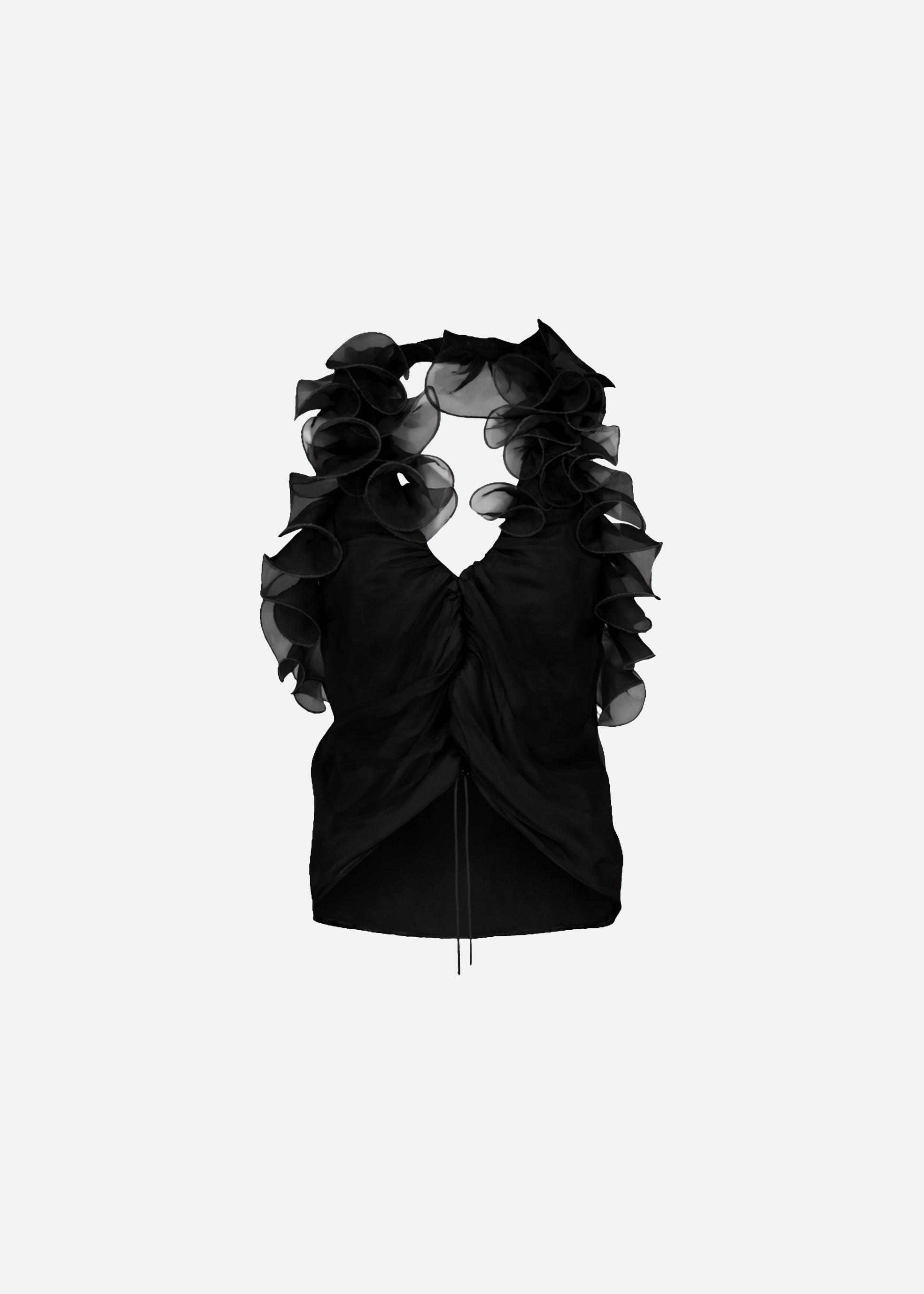 RUCHED HALTER TOP BLACK - 3 LEFT