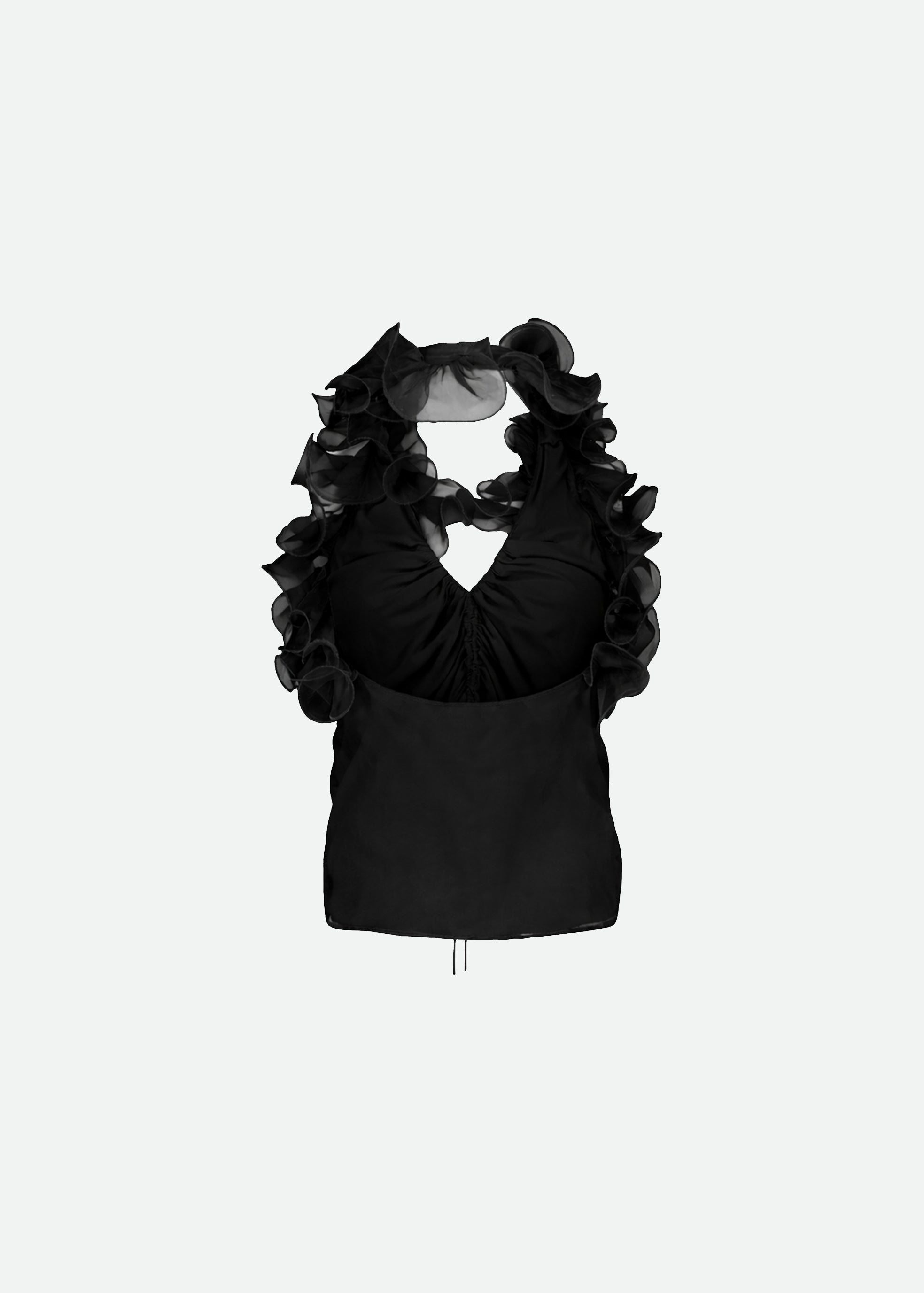 RUCHED HALTER TOP BLACK - 3 LEFT
