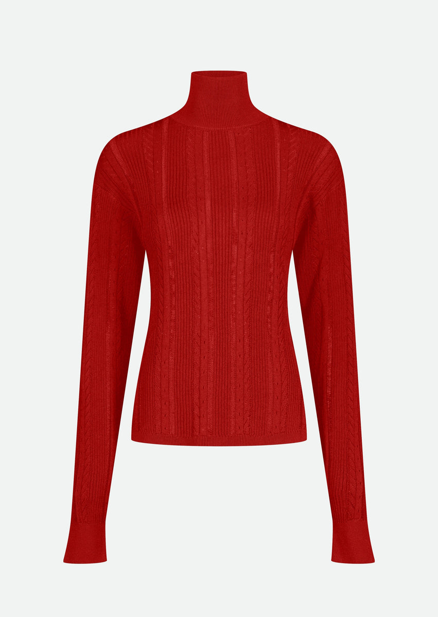 ASYMMETRIC PATCHWORK TURTLENECK W/ LACE DETAILS