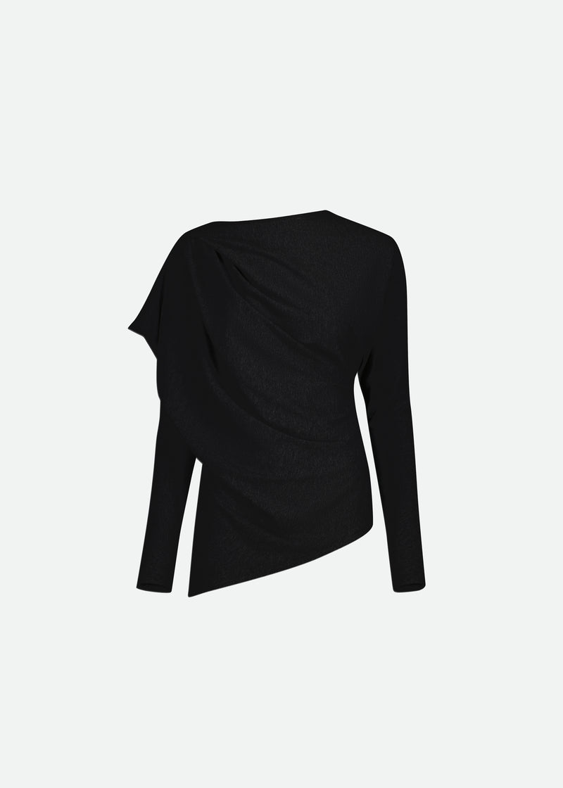 DRAPED LONG SLEEVE JERSEY TOP